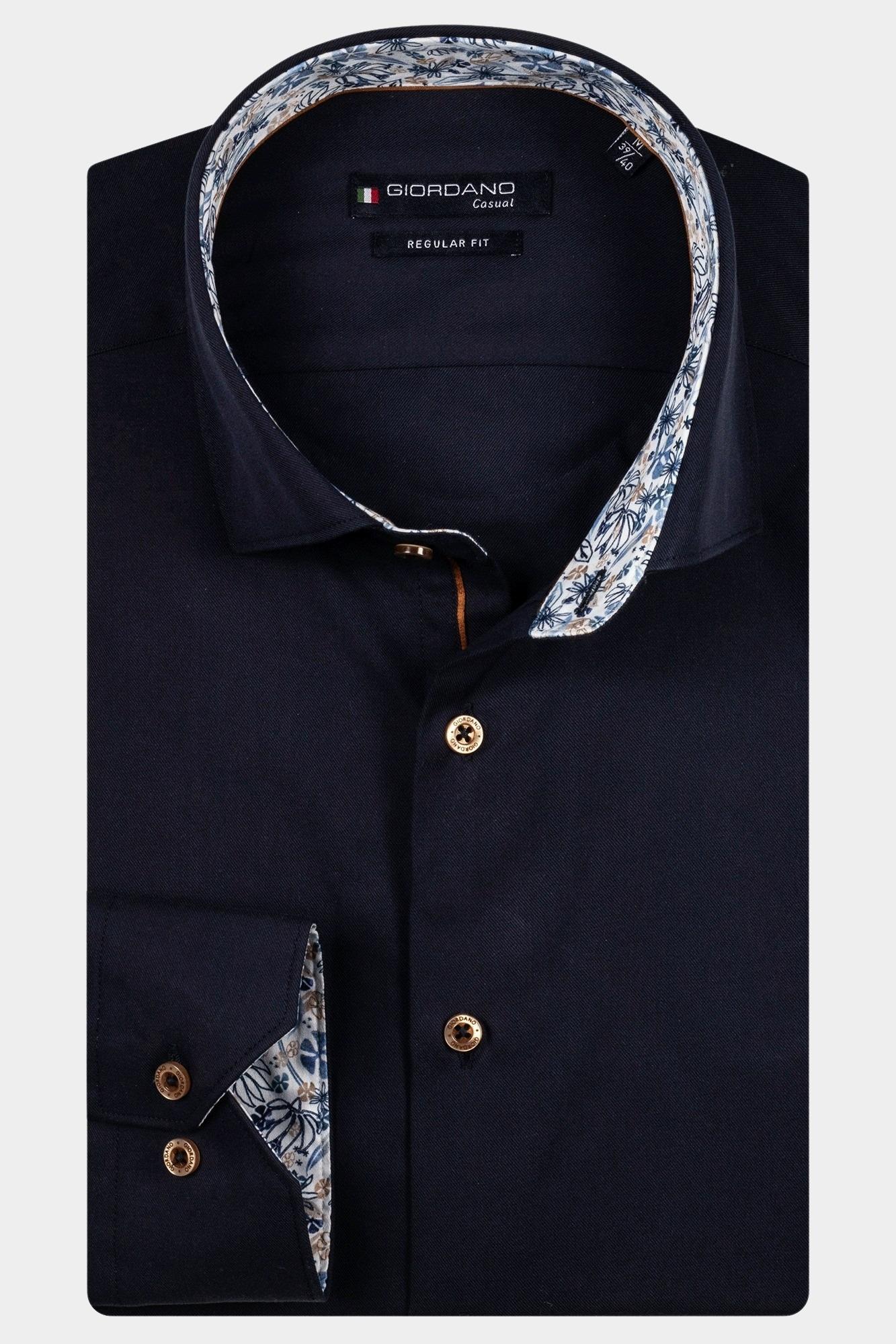 Giordano Casual hemd lange mouw Blauw Maggiore long sleeve semi cut 527080/60