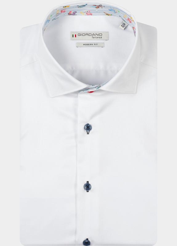 Giordano Overhemd heren Wit Locarno Row Long Sleeve Semi 617816/10