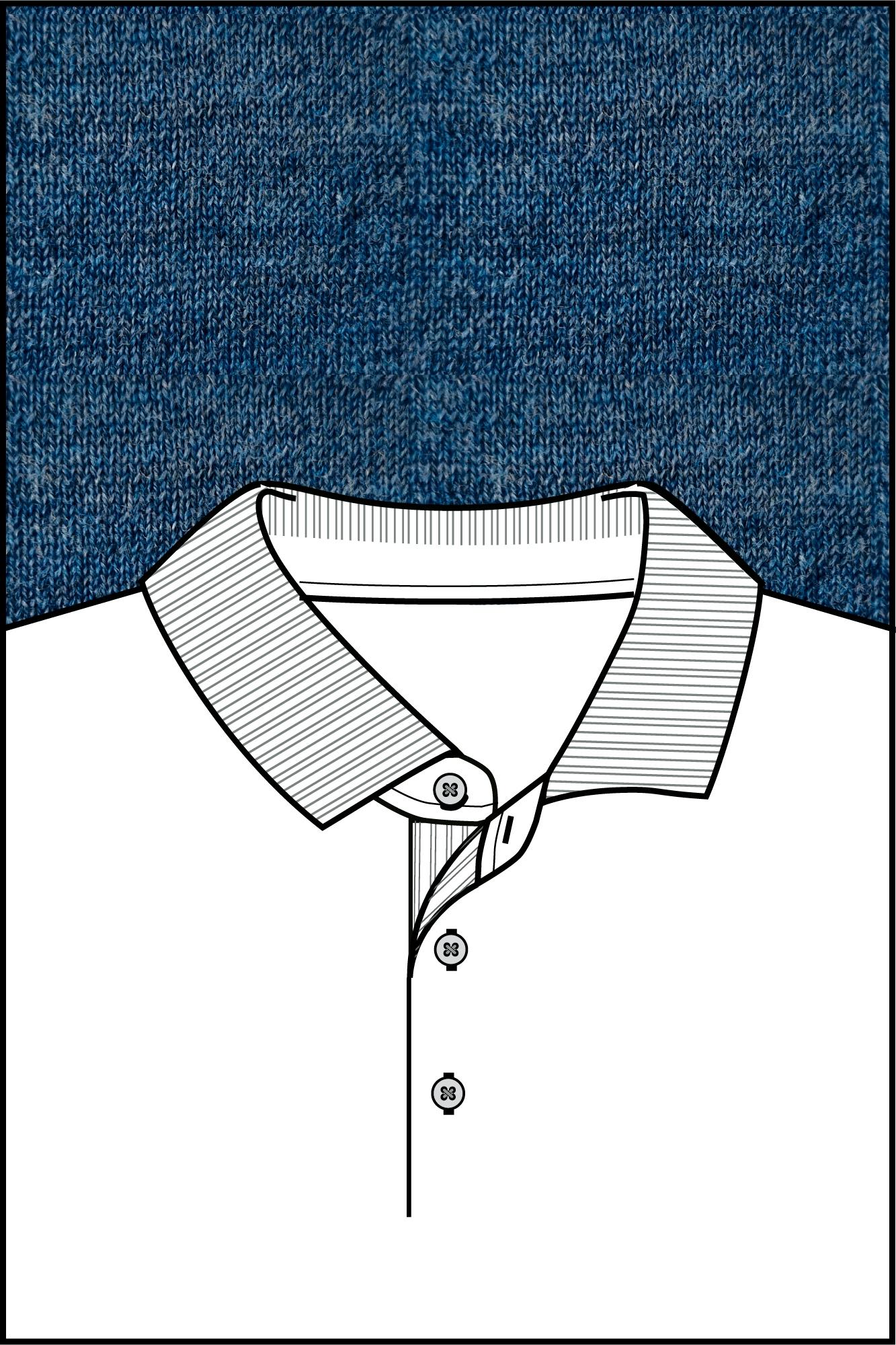 Baileys Polo lange mouw Blauw Pullover Polo Collar - Placke 520063/65