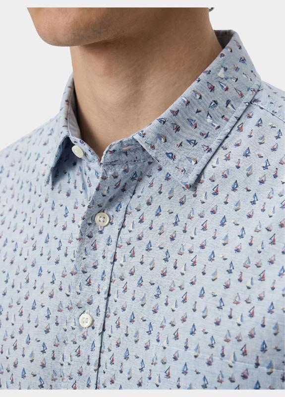 R.B. Boston overhemd korte mouw heren Blauw Marshall SS Button Down 616670/623