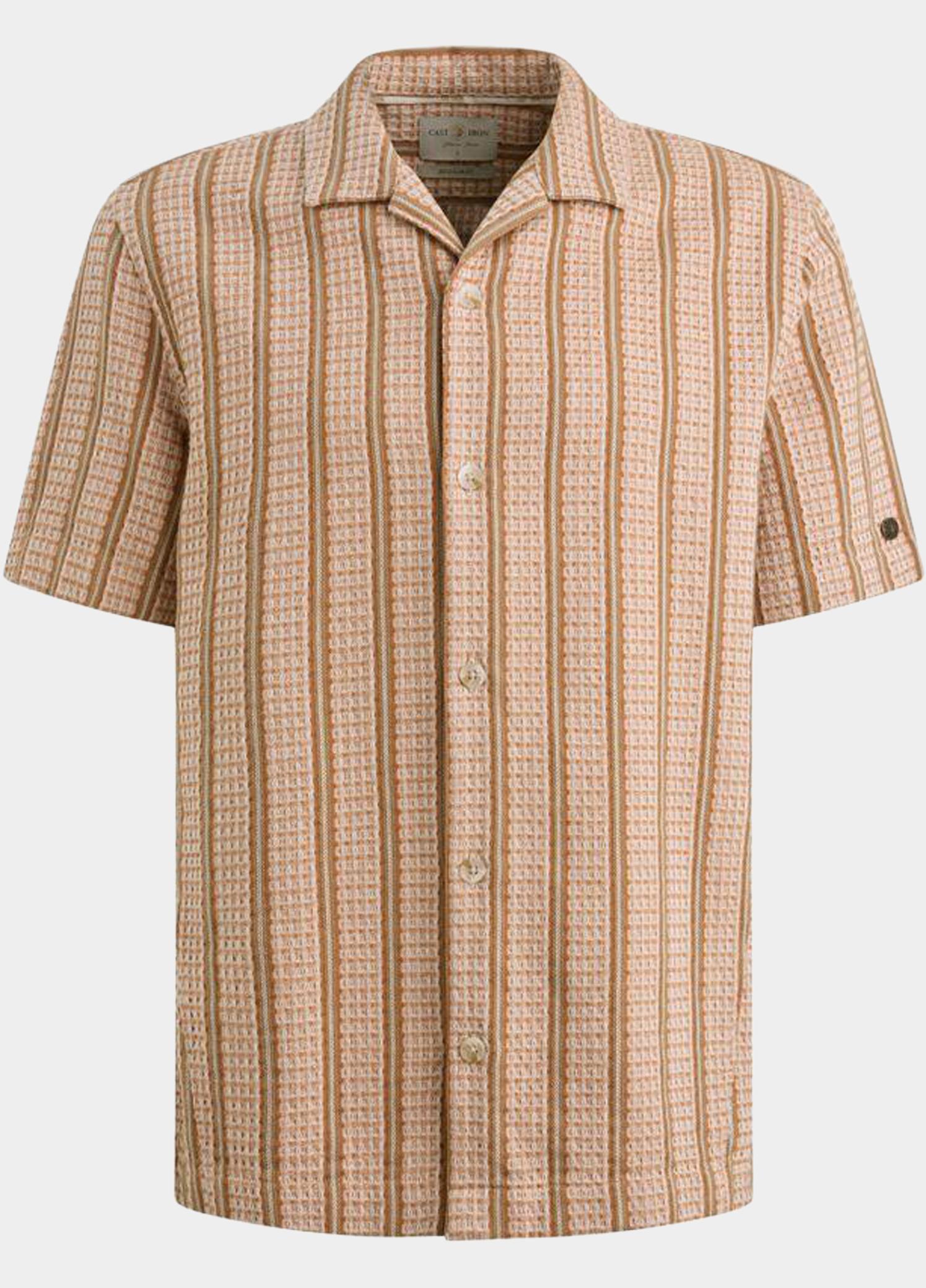 Cast Iron overhemd korte mouw heren Bruin Short Sleeve Shirt Yarn dye s CSIS2606292/8136