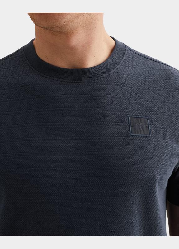 PME Legend T-shirt korte mouw Blauw Short sleeve r-neck jacquard PTSS2602563/5116