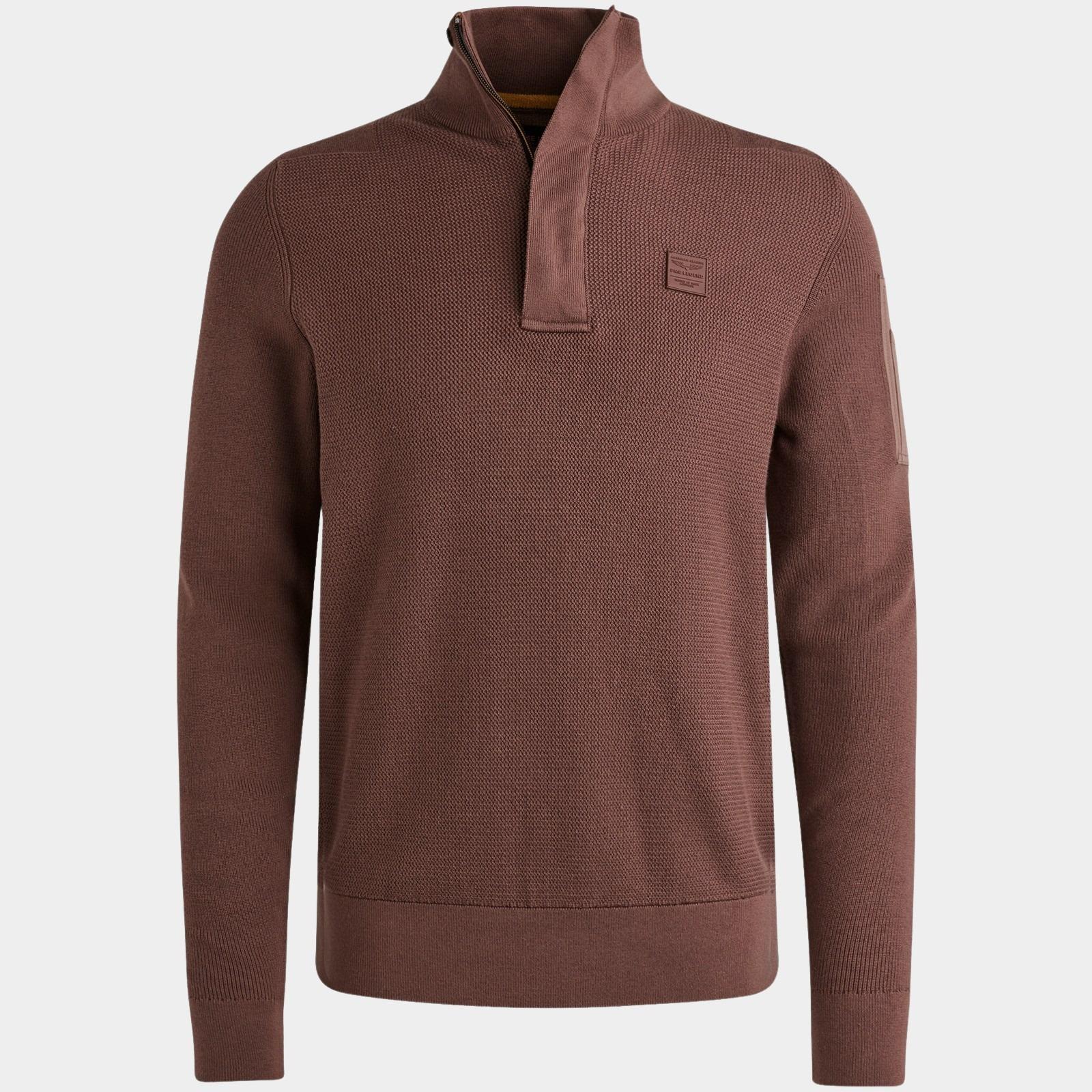PME Legend Half Zip Bruin Half zip collar cotton knit PKW2509322/8203
