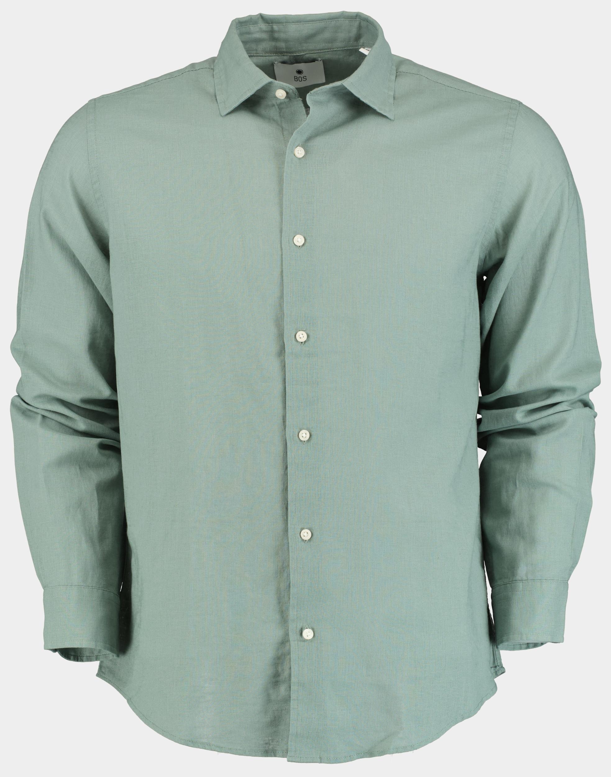 Bos Casual hemd lange mouw Groen Linnen katoen shirt LM 42540015I/318 Olive