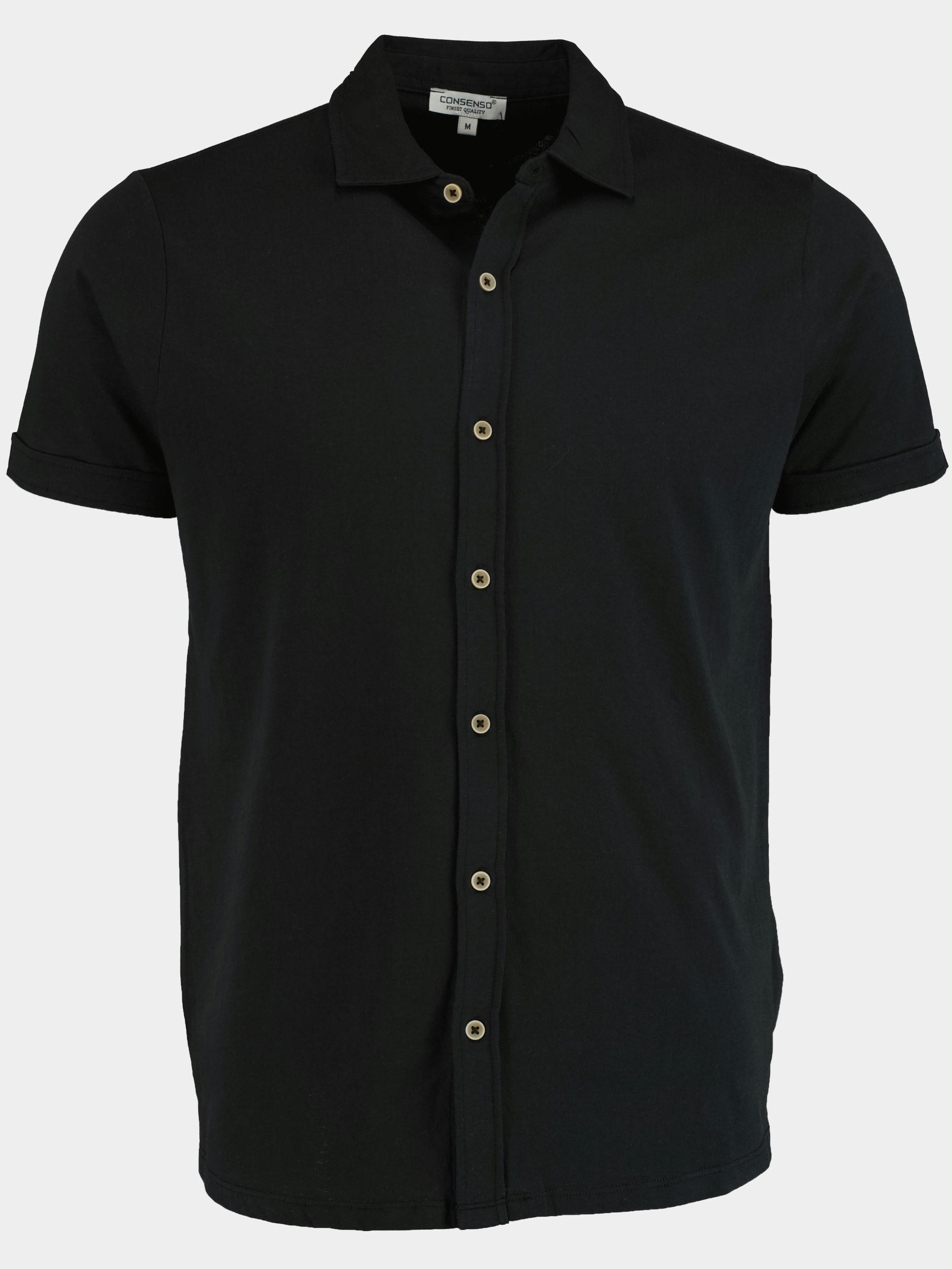 Consenso Casual hemd korte mouw Zwart Doorgeknoopte polo 5902422/900 black