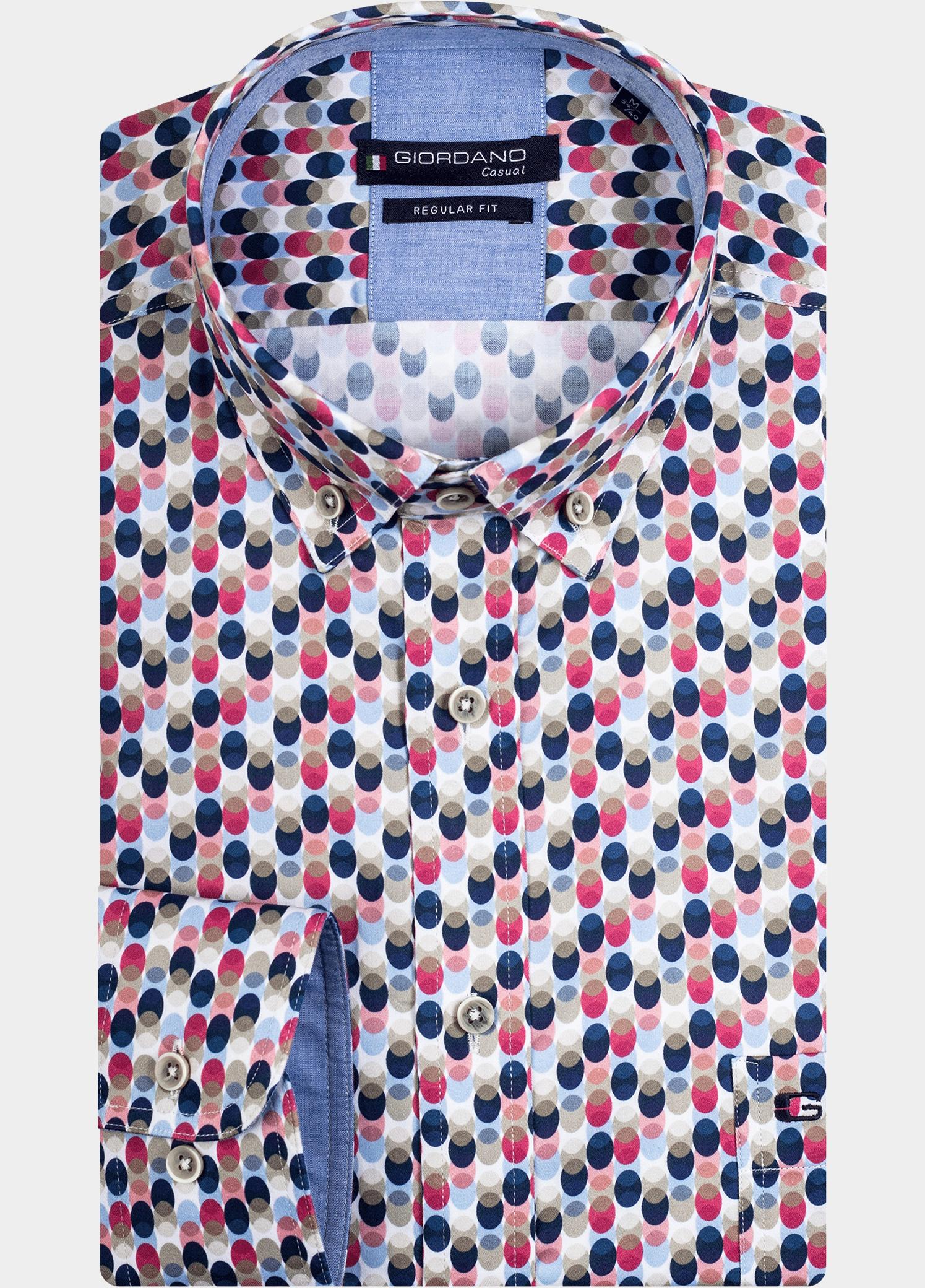 Giordano Overhemd heren Rood Ivy, LS Button Down Transpare 417033/30