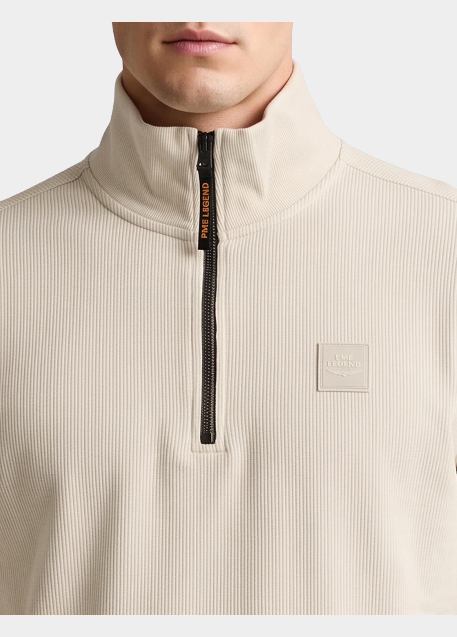 PME Legend half zip sweater heren Beige Half zip collar flat knit loo PSW2609457/7013