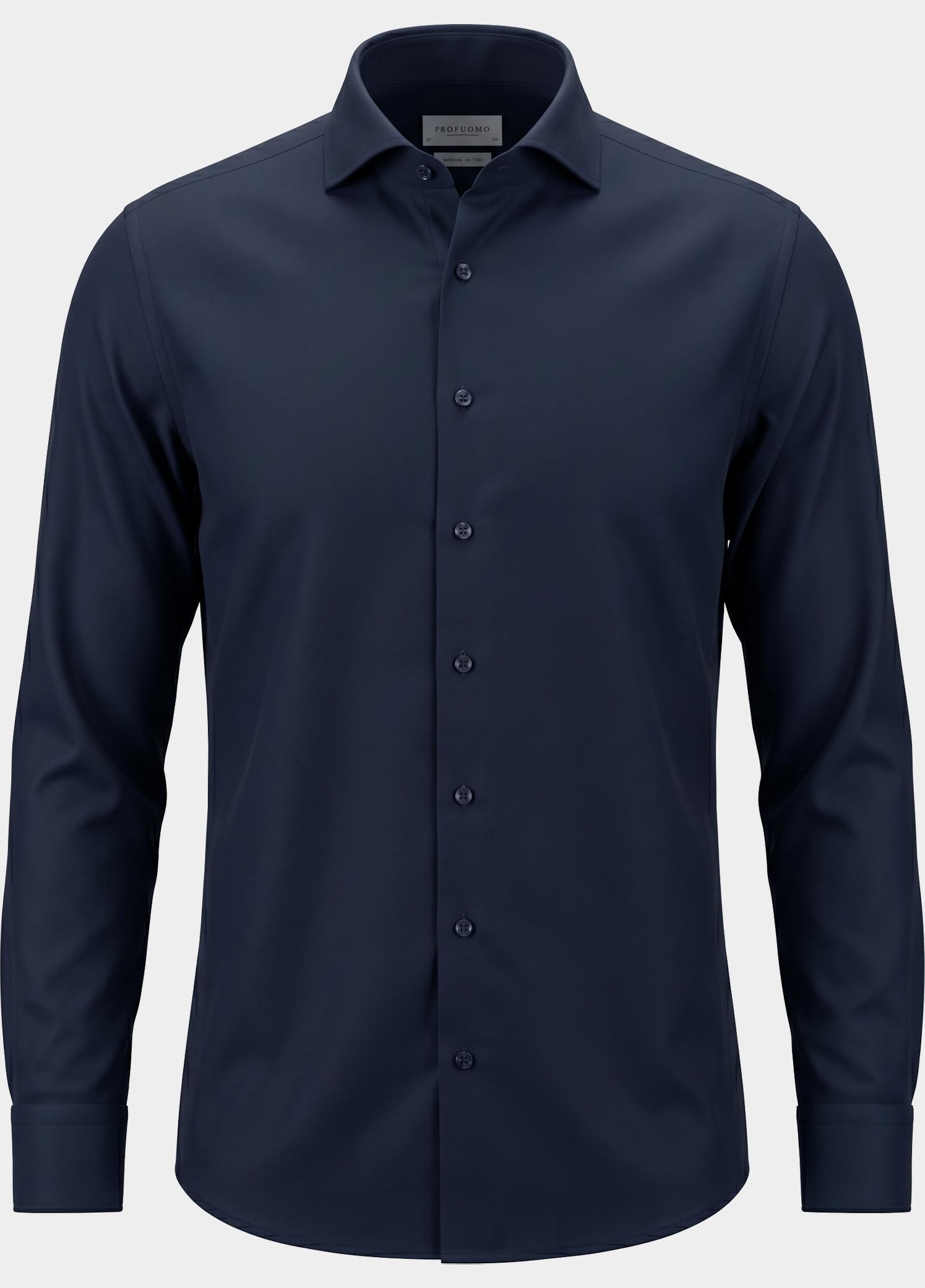 Profuomo Zakelijk overhemd heren Blauw Japanese Knitted Hux PP2H00008/C