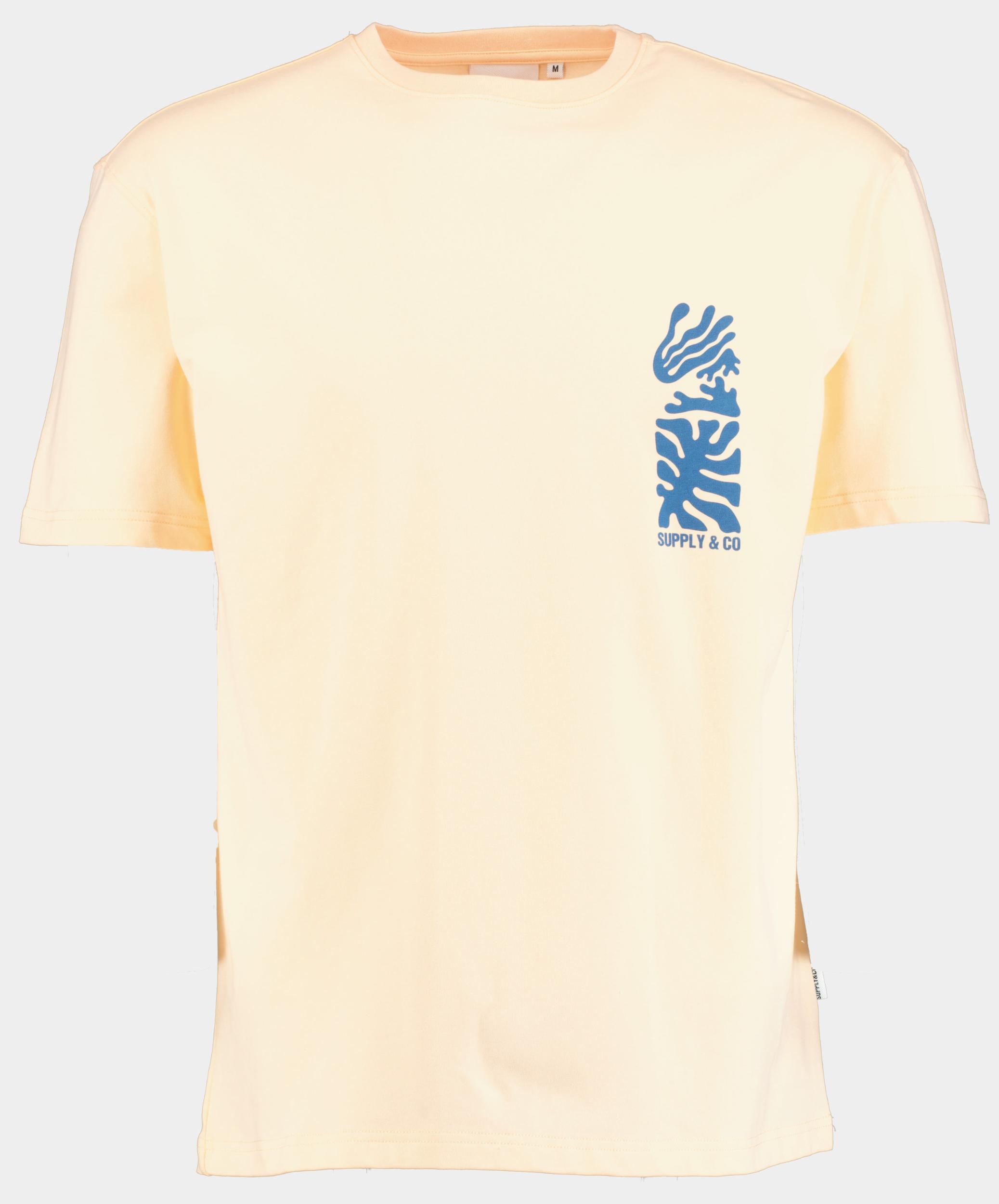 Supply & Co. T-shirt heren Geel Thorn T-shirt Chestprint 25108TH02/735 apricot
