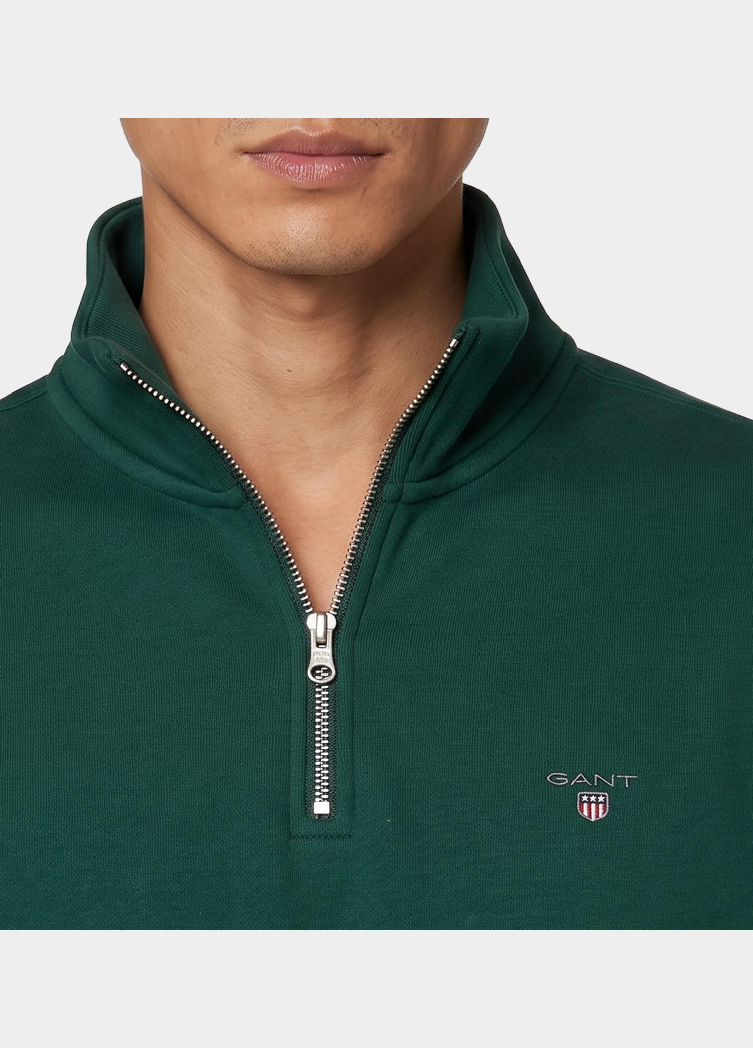 Gant half zip sweater heren Groen Shield sweatshirt met korte r 2008005/373