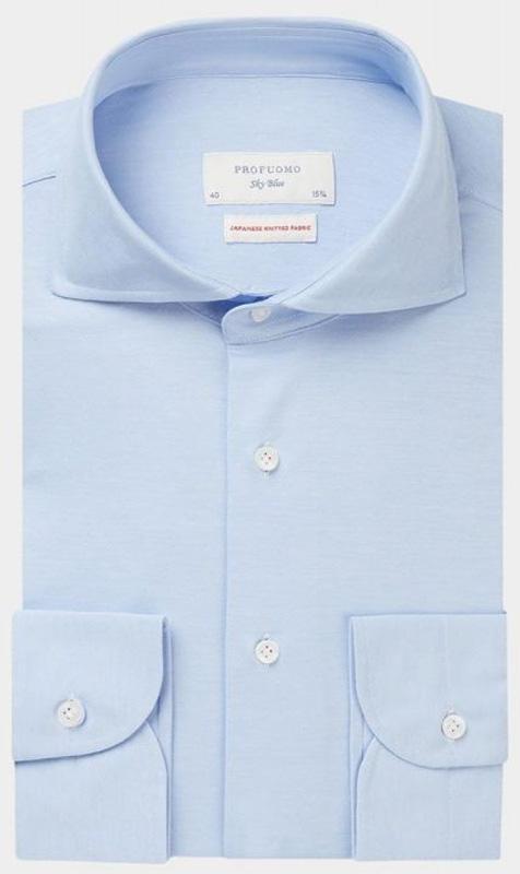 Profuomo Business hemd lange mouw Blauw Japanese knitted PP2HC10009/M