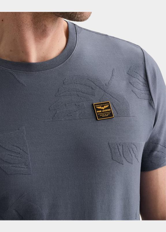 PME Legend T-shirt korte mouw Blauw Short sleeve r-neck jacquard PTSS2605591/5301