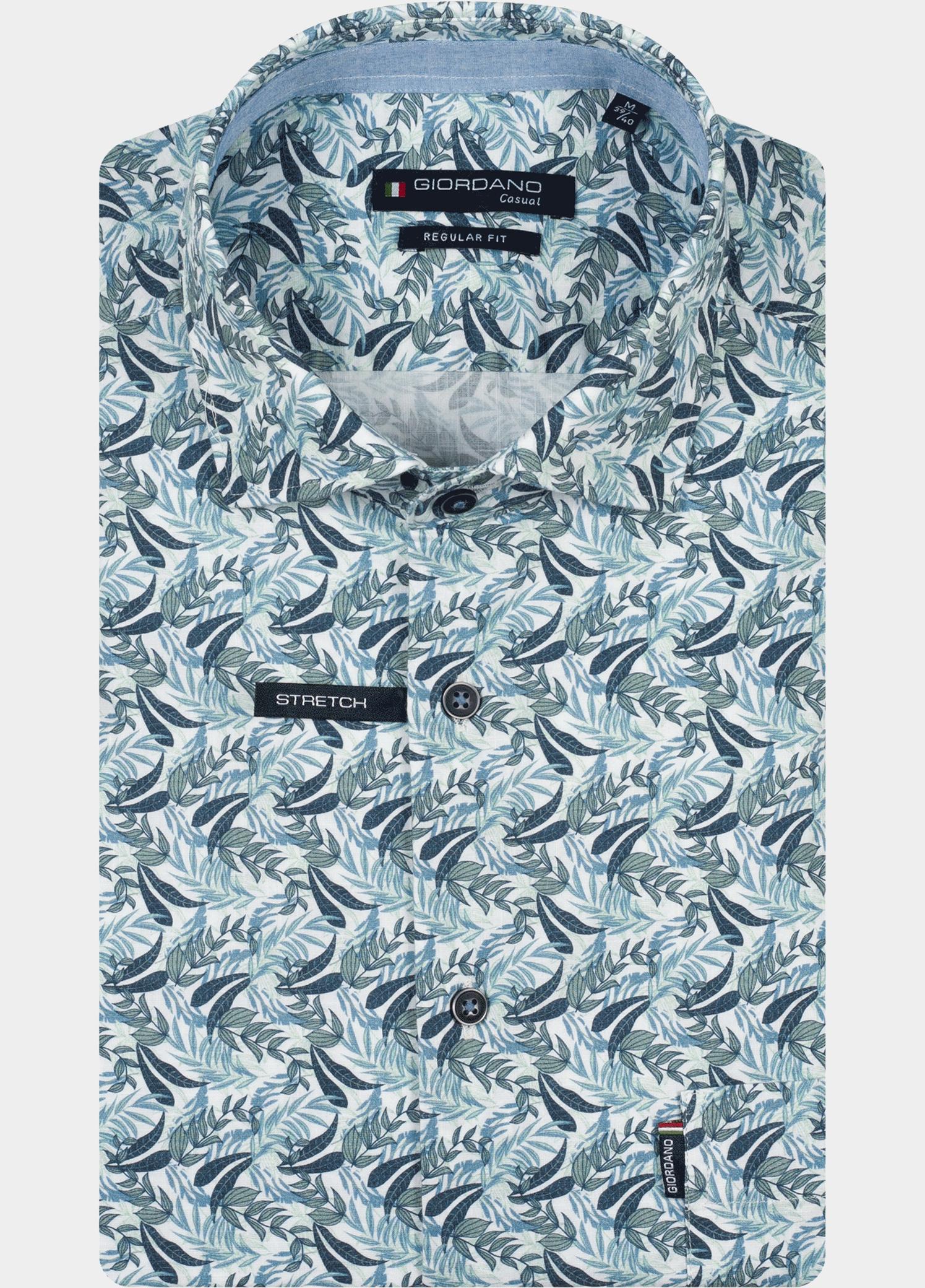Giordano overhemd korte mouw heren Groen Genoa Short Sleeve Semi Cutaw 616020/70