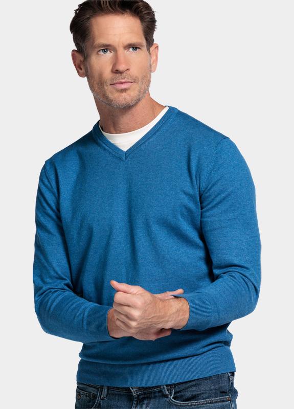Baileys Pullover Blauw V-Neck Pullover Pima Cotton 1 528100/655