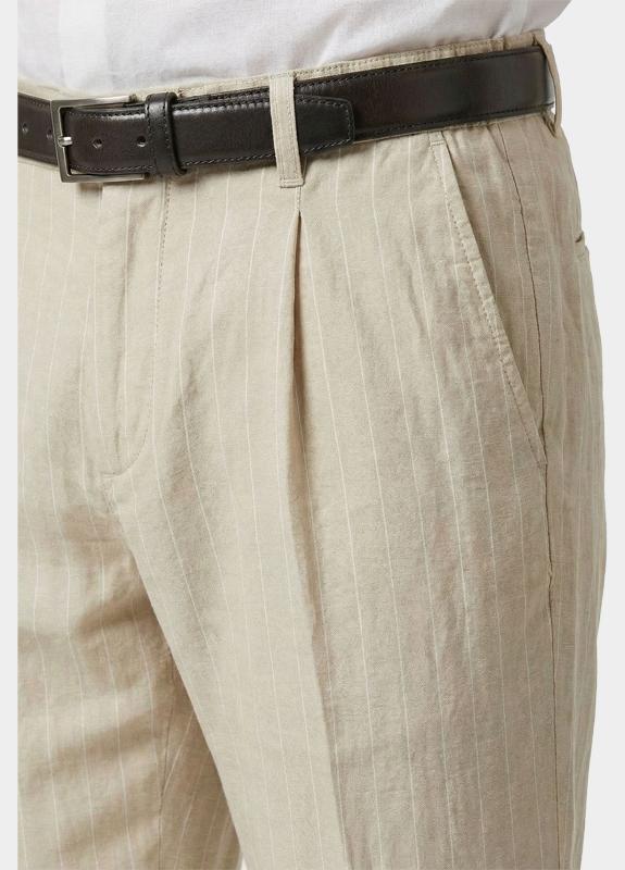 Bos Linnen Broek Beige Linnen broek met streep 5509.426/23A