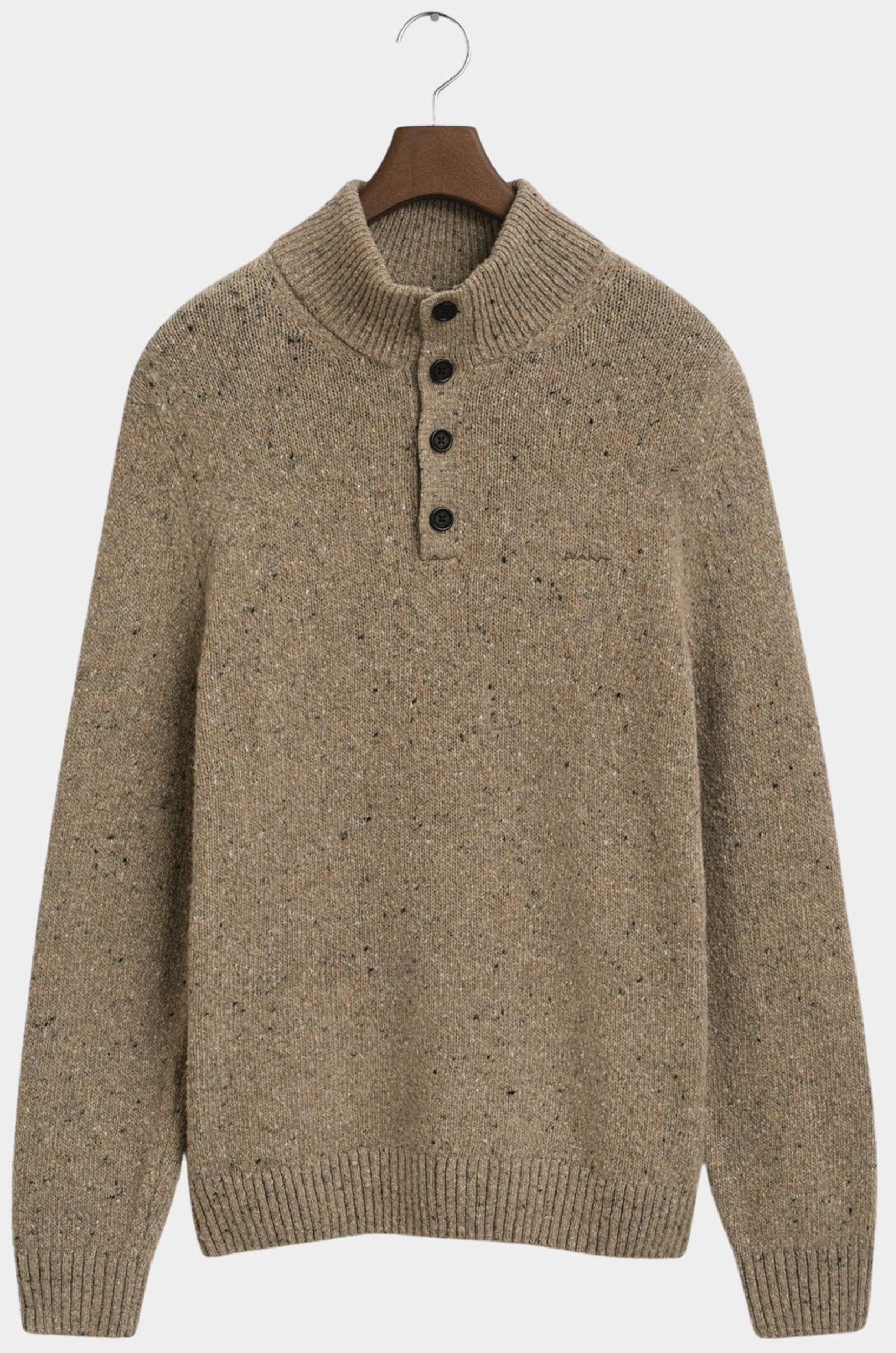 Gant Half Zip Bruin Wool blend Neps Half Buttoned 8040232/295
