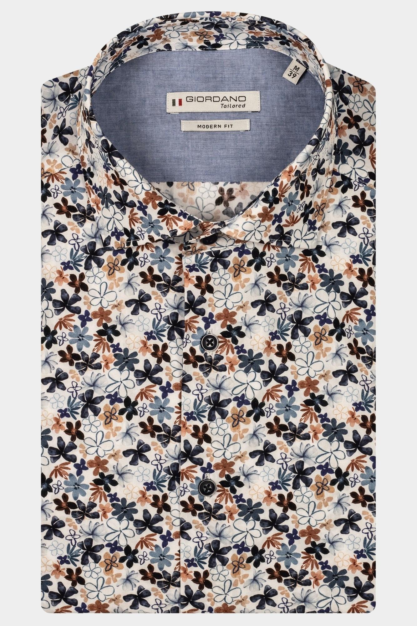 Giordano Casual hemd korte mouw Blauw Lago Short sleeve semi cutawa 516856/60