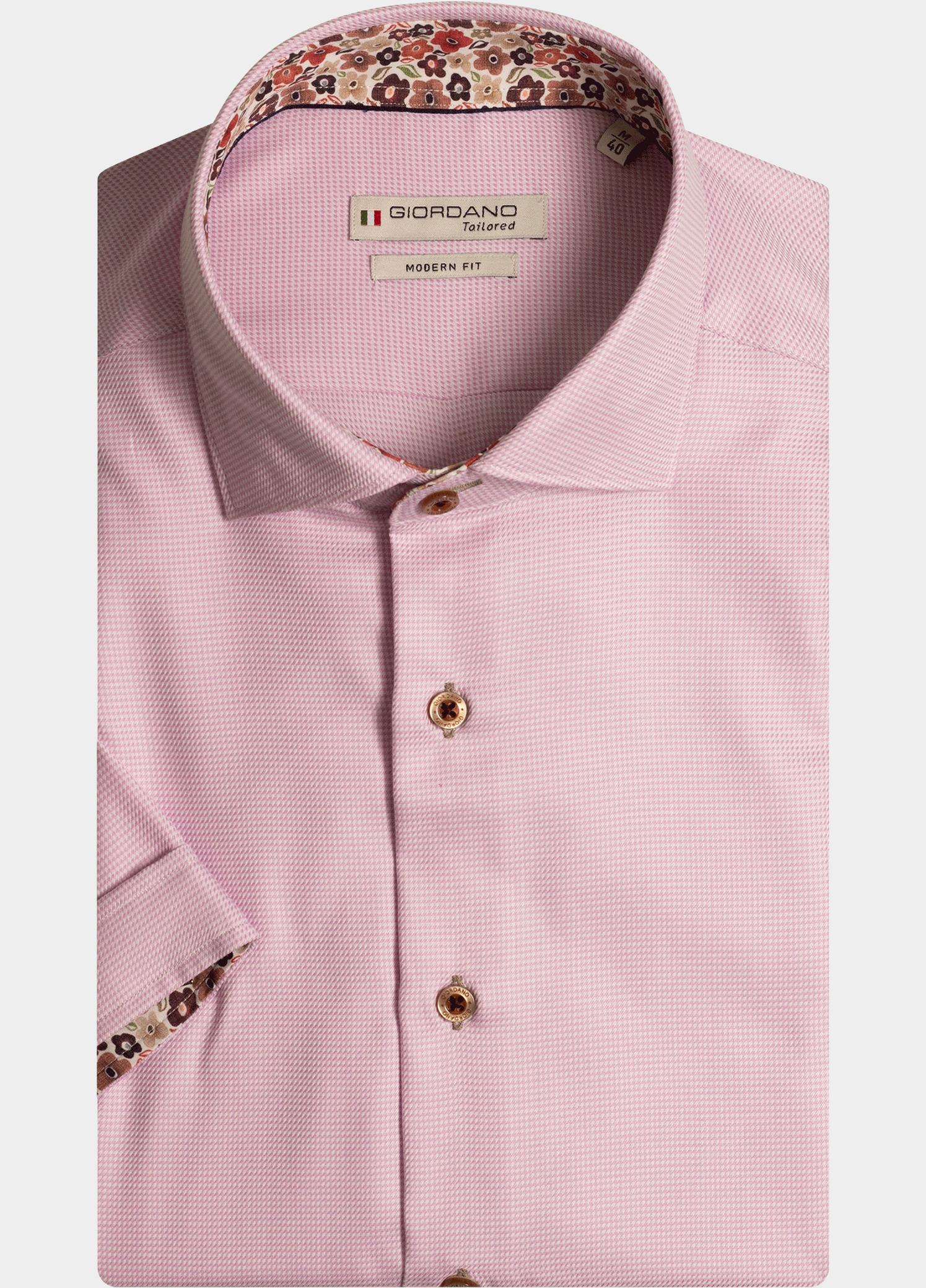 Giordano overhemd korte mouw heren Roze Lago, SS Semi Cutaway Pied De 416864/51