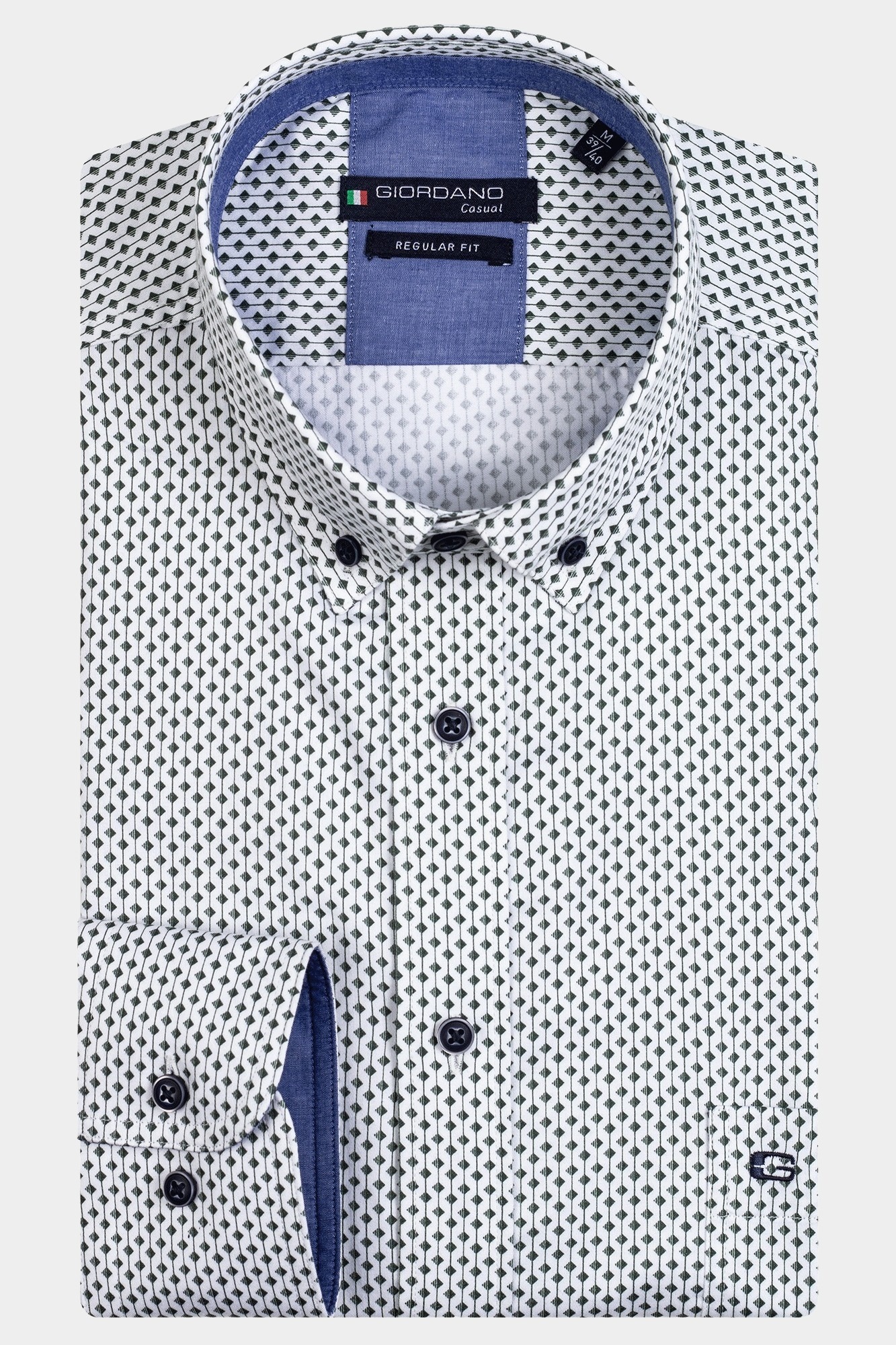 Giordano Casual hemd lange mouw Groen Ivy 327008/70