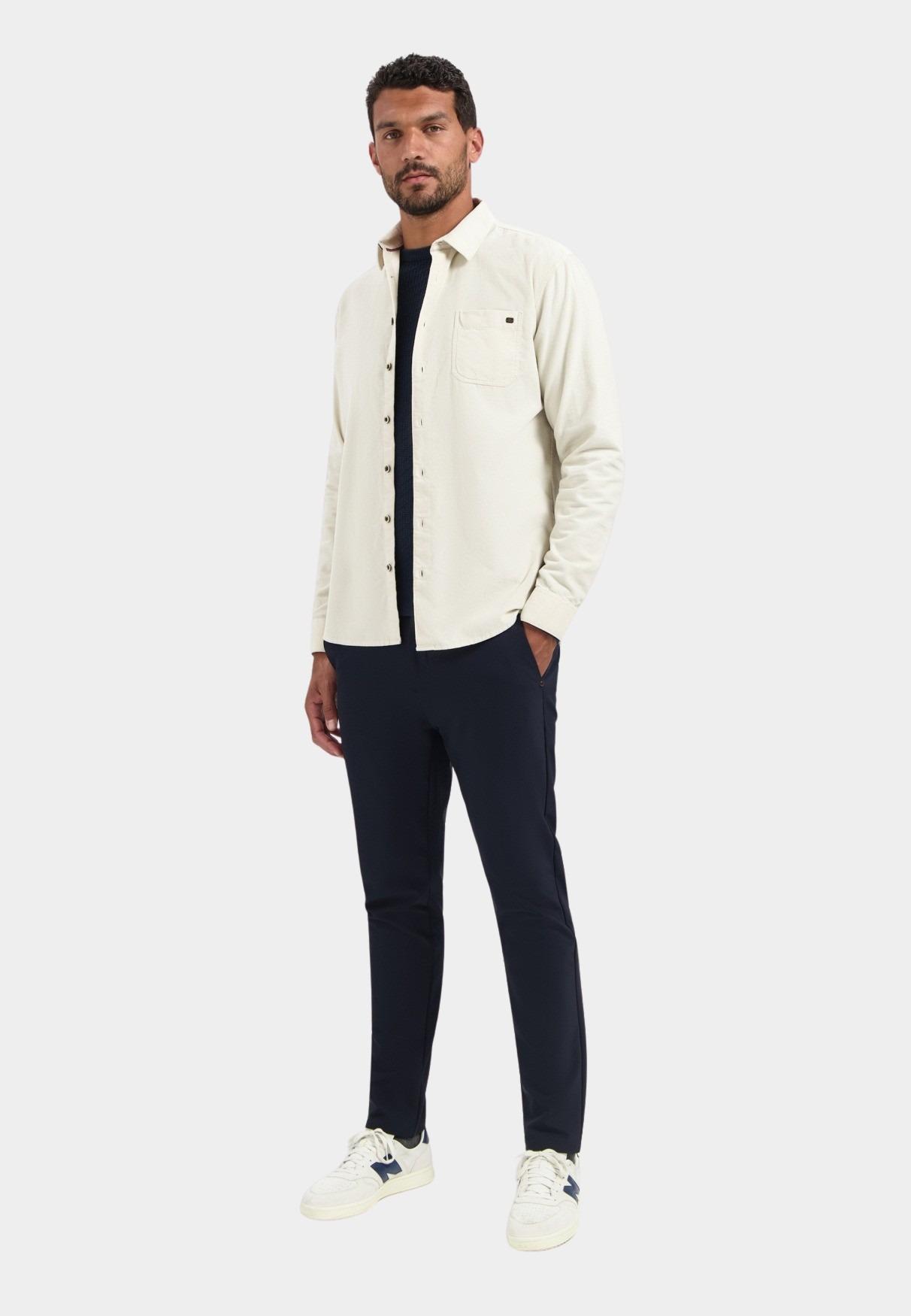 No Excess Casual hemd lange mouw Wit Shirt Solid Fine Herringbone 29430843/013