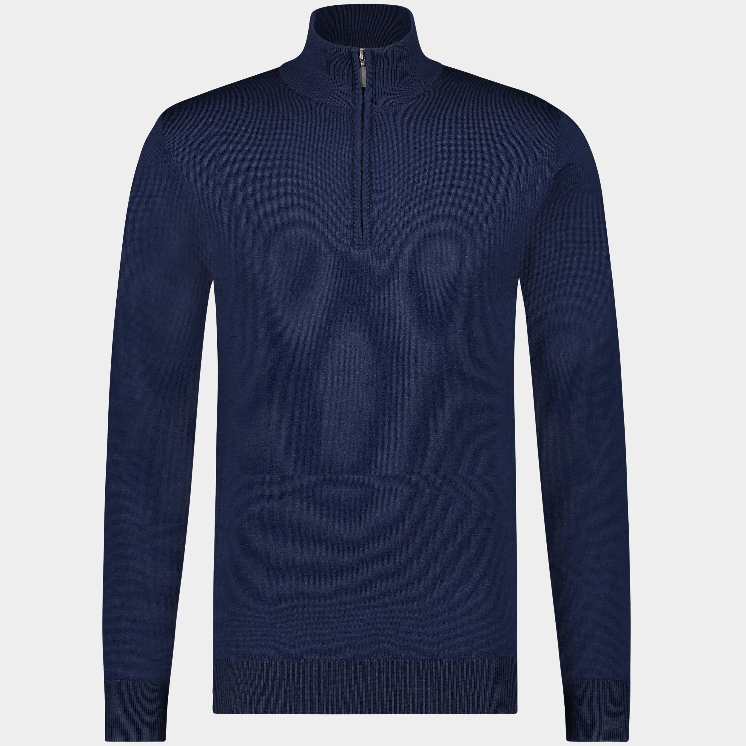 Born With Appetite Pullover Blauw Lux Half Zip Pullover Merino 23305LU15/290 navy