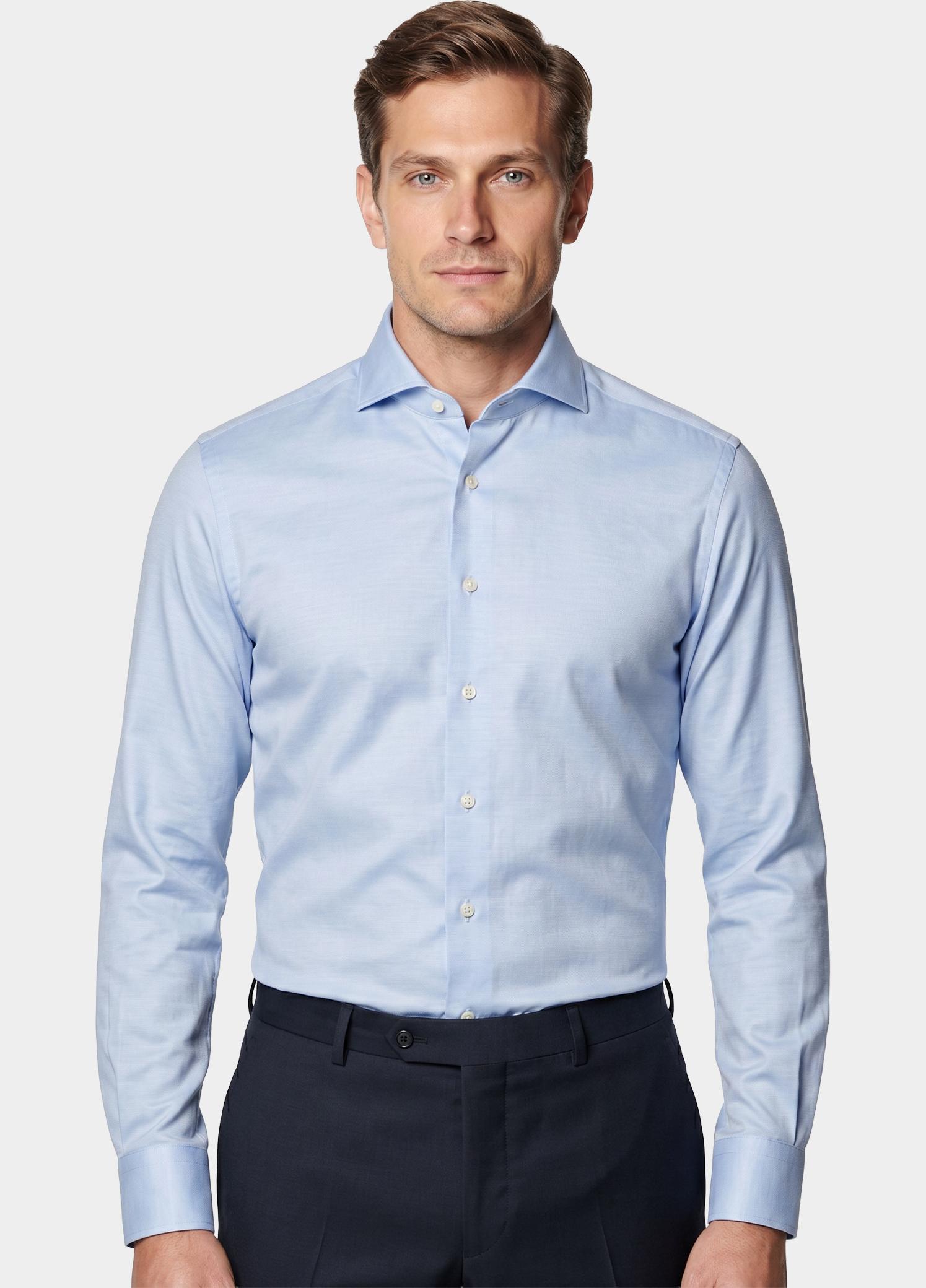 Profuomo Business hemd lange mouw Blauw Japanese knitted PP2HC10009/M