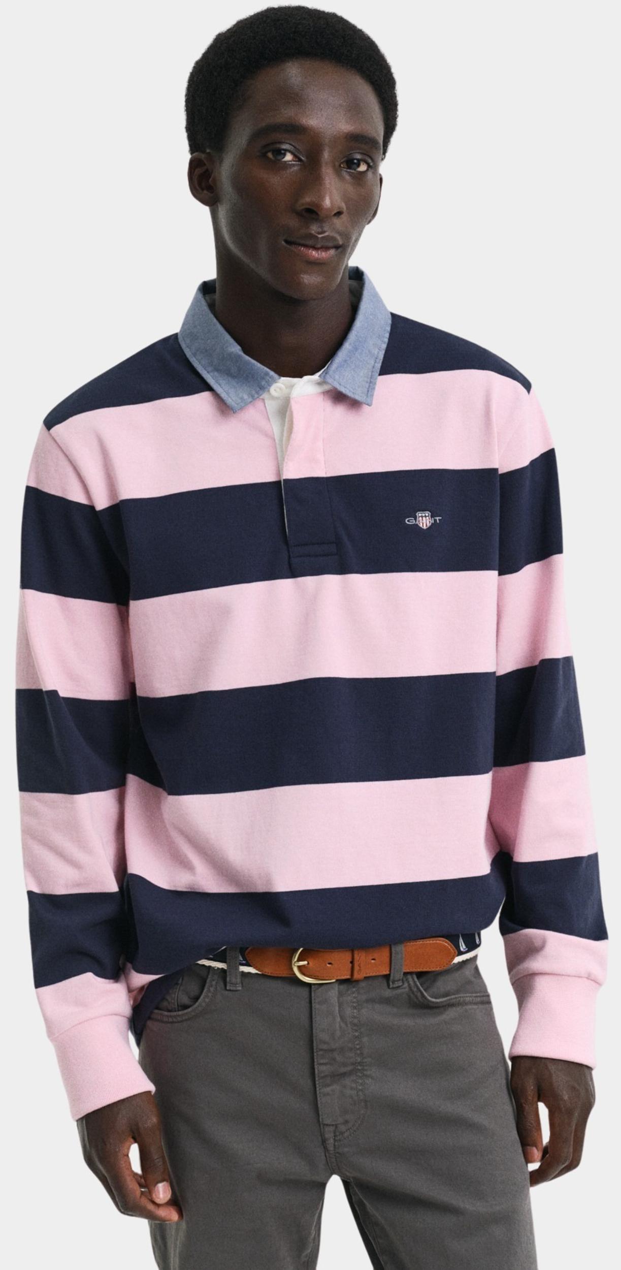 Gant Polo lange mouw Roze REG CHAMBRAY STRIPE HEAVY RUG 2004083/637