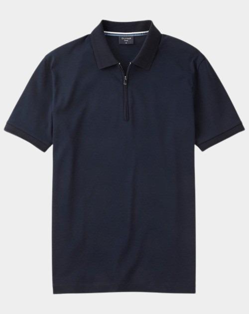 Olymp Polo korte mouw Blauw Interlock Zip Polo 540362/18