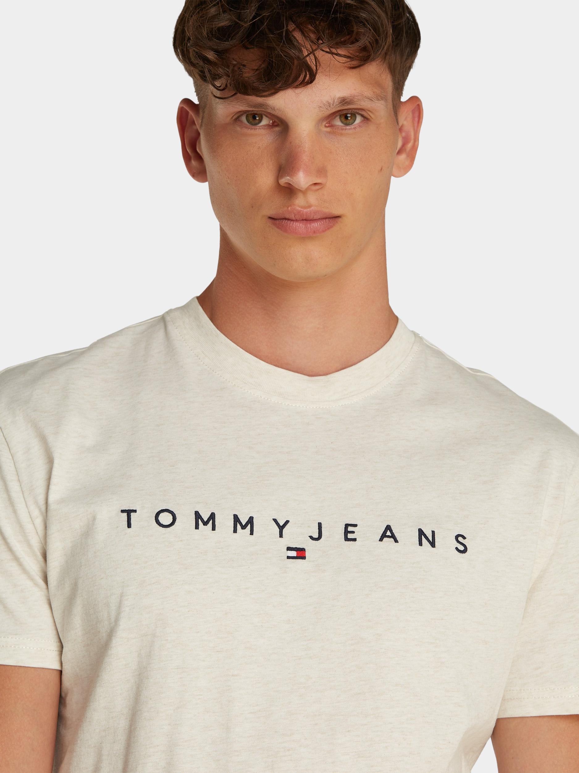 Tommy Jeans T-shirt korte mouw Beige TJM REG LINEAR LOGO TEE EXT DM0DM20744/AE3