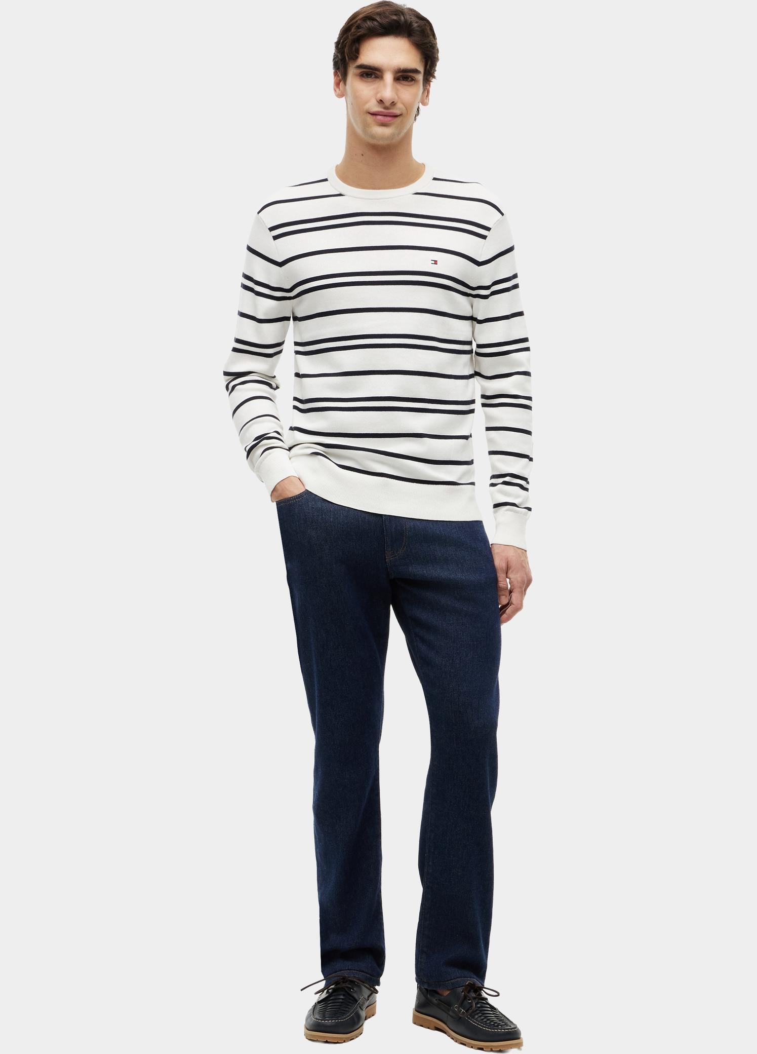 Tommy Hilfiger Pullover heren Wit Essential SSNL Cotton Crew Nec MW0MW39999/0K4
