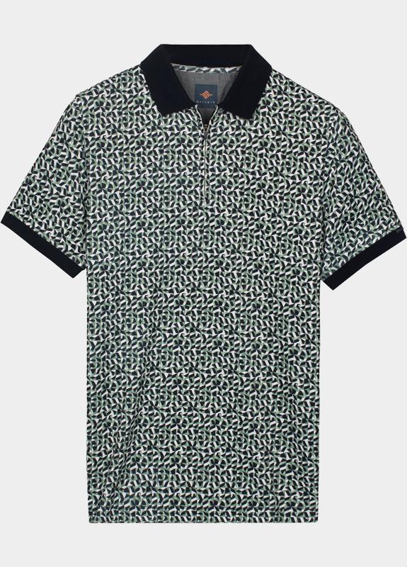 Baileys Polo heren Groen Poloshirt 1/2 Zip  all over P 615245/72