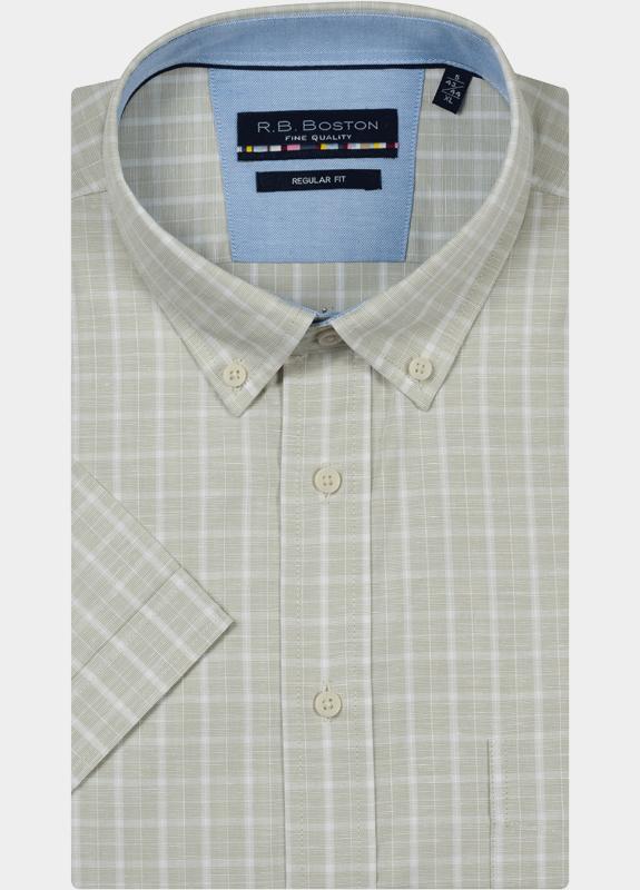 R.B. Boston overhemd korte mouw heren Groen Marshall SS Button Down 616670/70