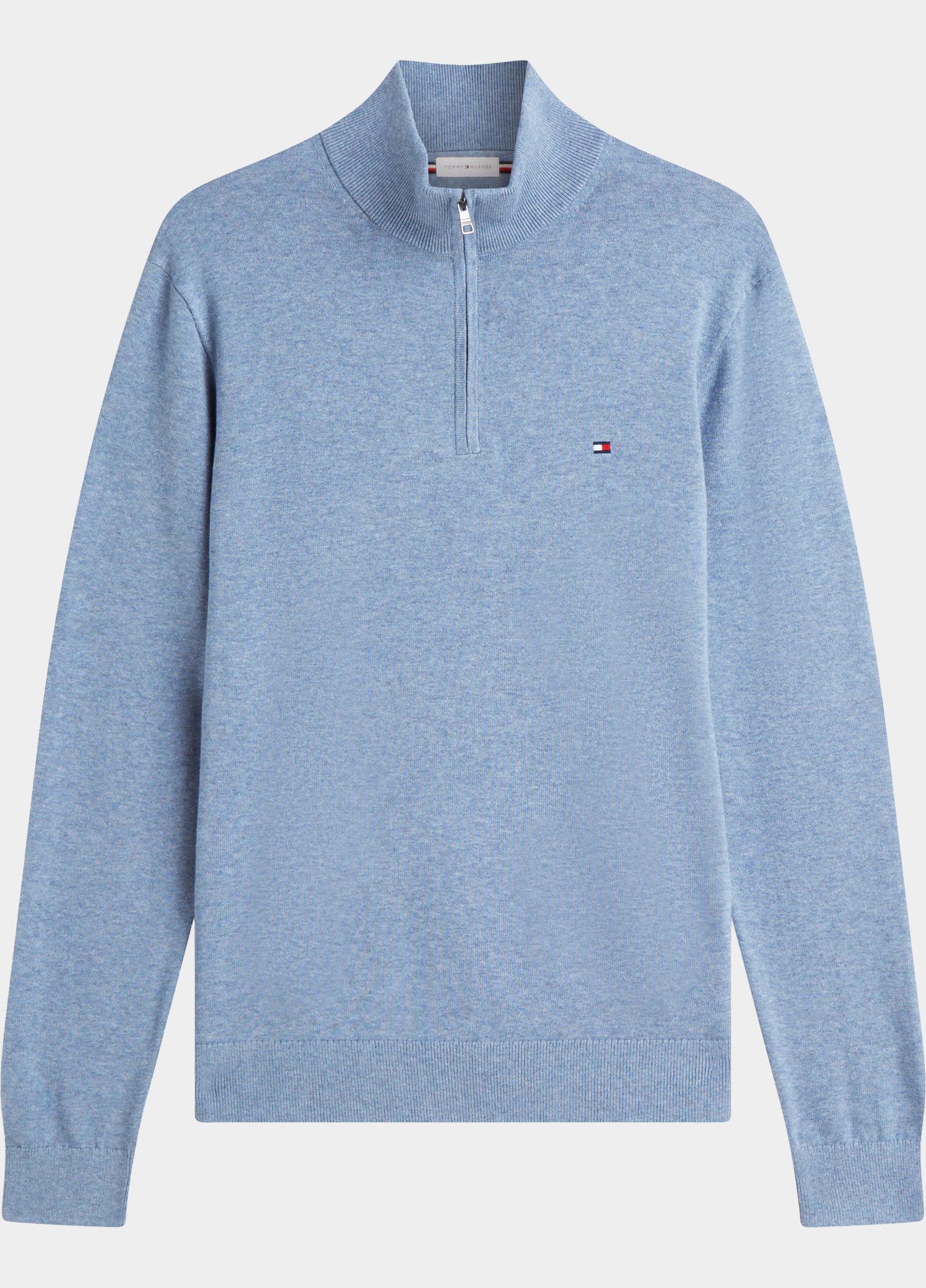 Tommy Hilfiger Half Zip Blauw ESSENTIAL COTTON ZIP MOCK MW0MW37331/D0Z