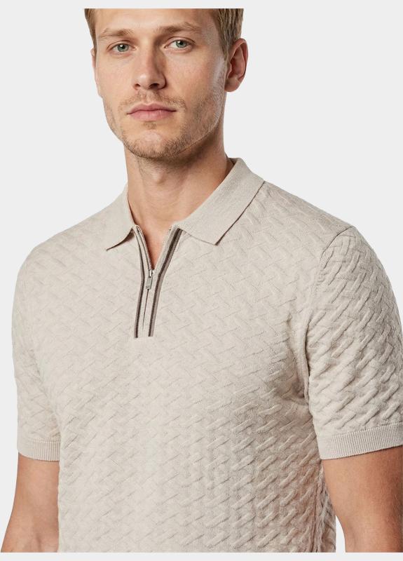 R2 Amsterdam Polo korte mouw Beige Zipper Polo Short Sleeve Cott 132.POLO.018/045