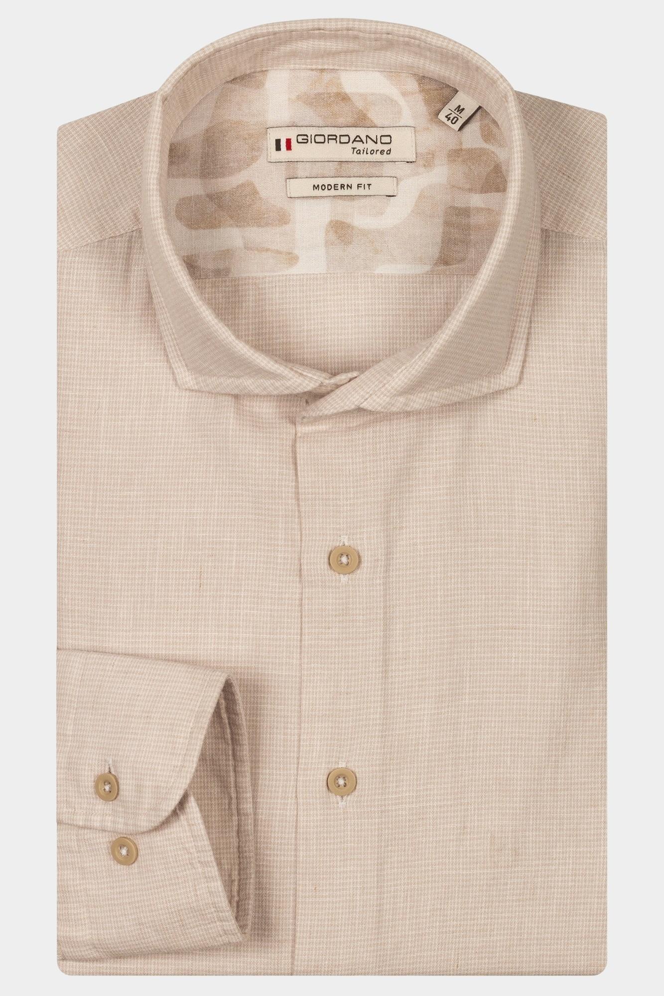 Giordano Casual hemd lange mouw Wit Row long sleeve cutaway Soft 517810/81