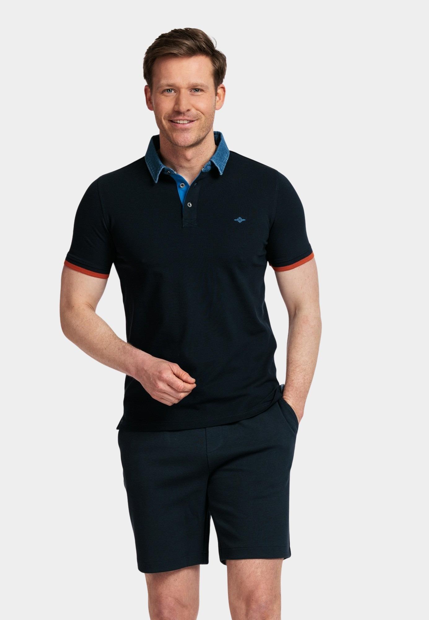 Baileys Polo korte mouw Blauw Poloshirt - with Denim Collar 415290/60