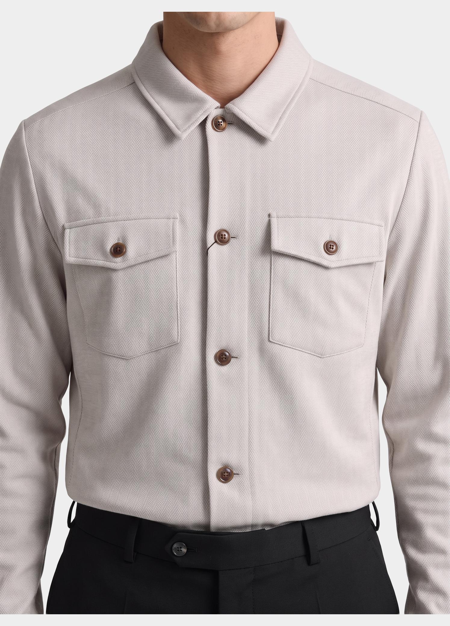 R2 Amsterdam Overshirt Grijs Herringbone overshirt 134.OVERSHIRT.009/039
