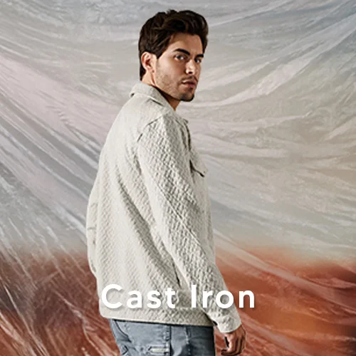 Cast Iron heren overshirt in gebroken wit — bekijk de collectie