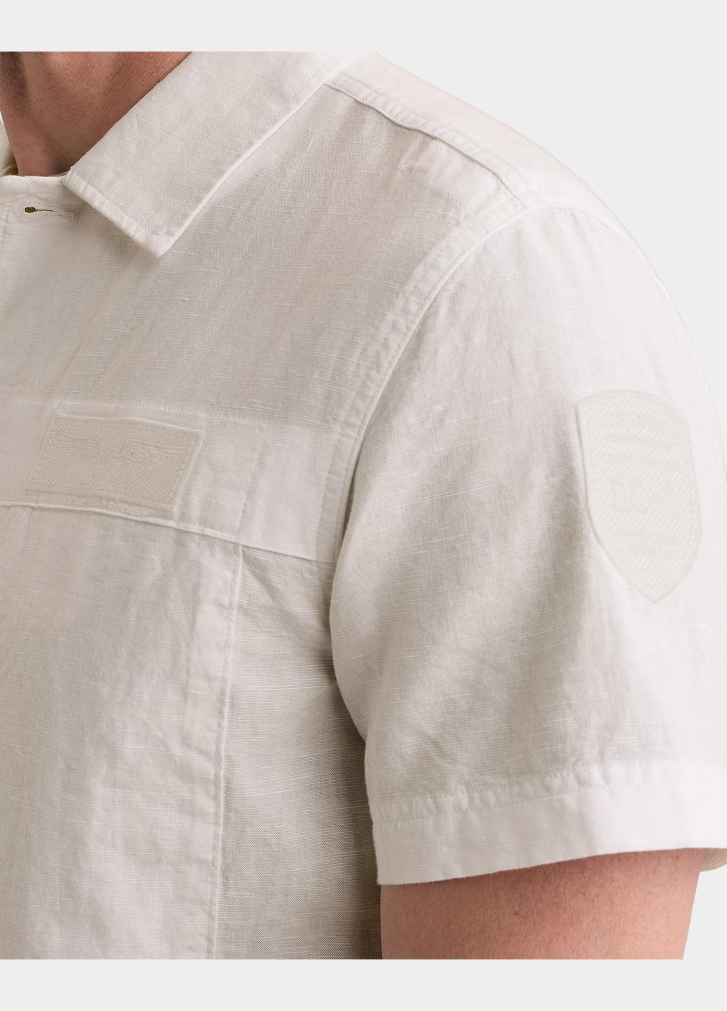 PME Legend Casual hemd korte mouw Wit Short Sleeve Shirt Cotton/lin PSIS2605236/7003