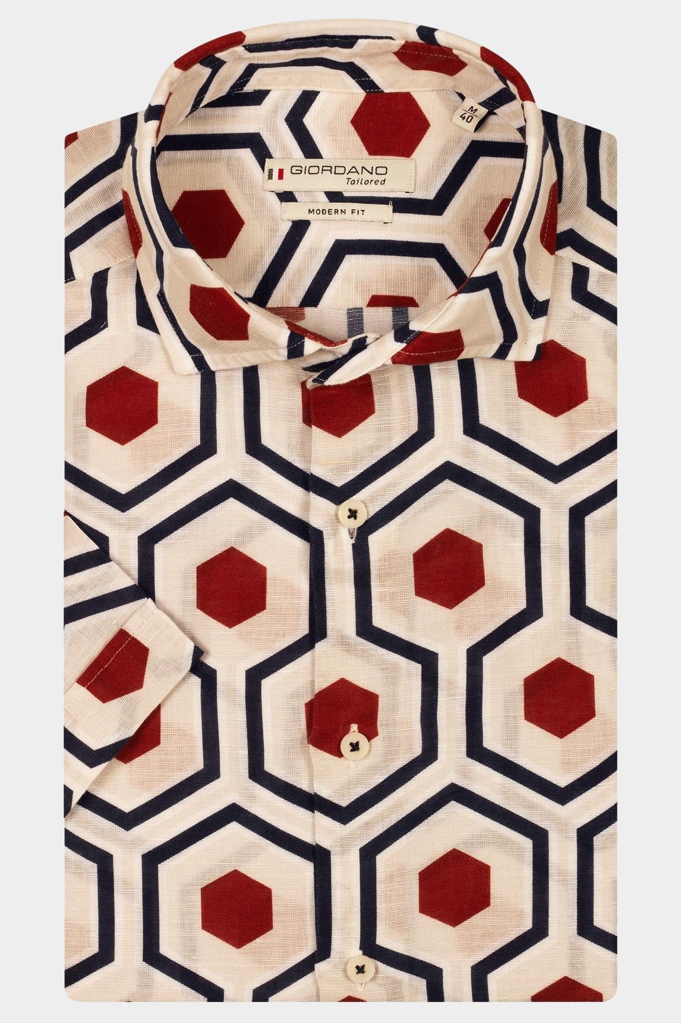 Giordano Casual hemd korte mouw Rood Front Short sleeve cutaway li 516824/30