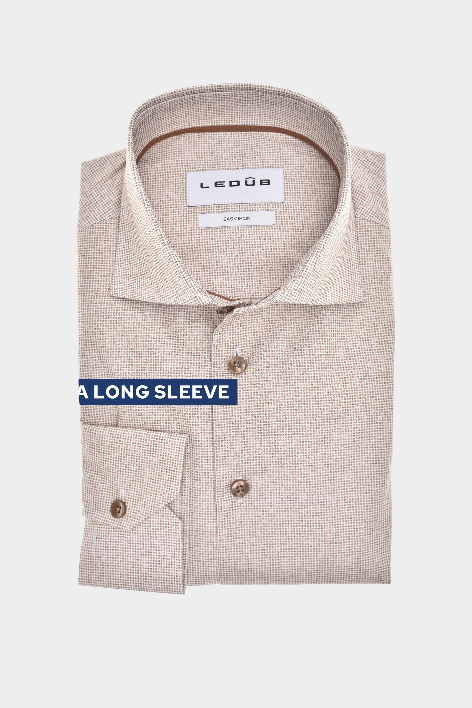 Ledub Overhemd extra lange mouw Bruin MFN7 0143095/680-670-000