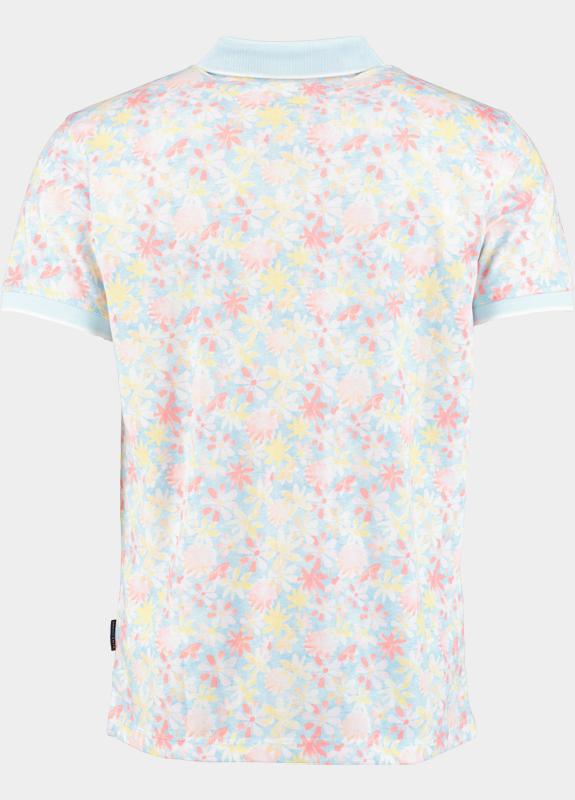 Bos Polo heren Blauw bloemprint met lichtblauw 25008/Soft Blue
