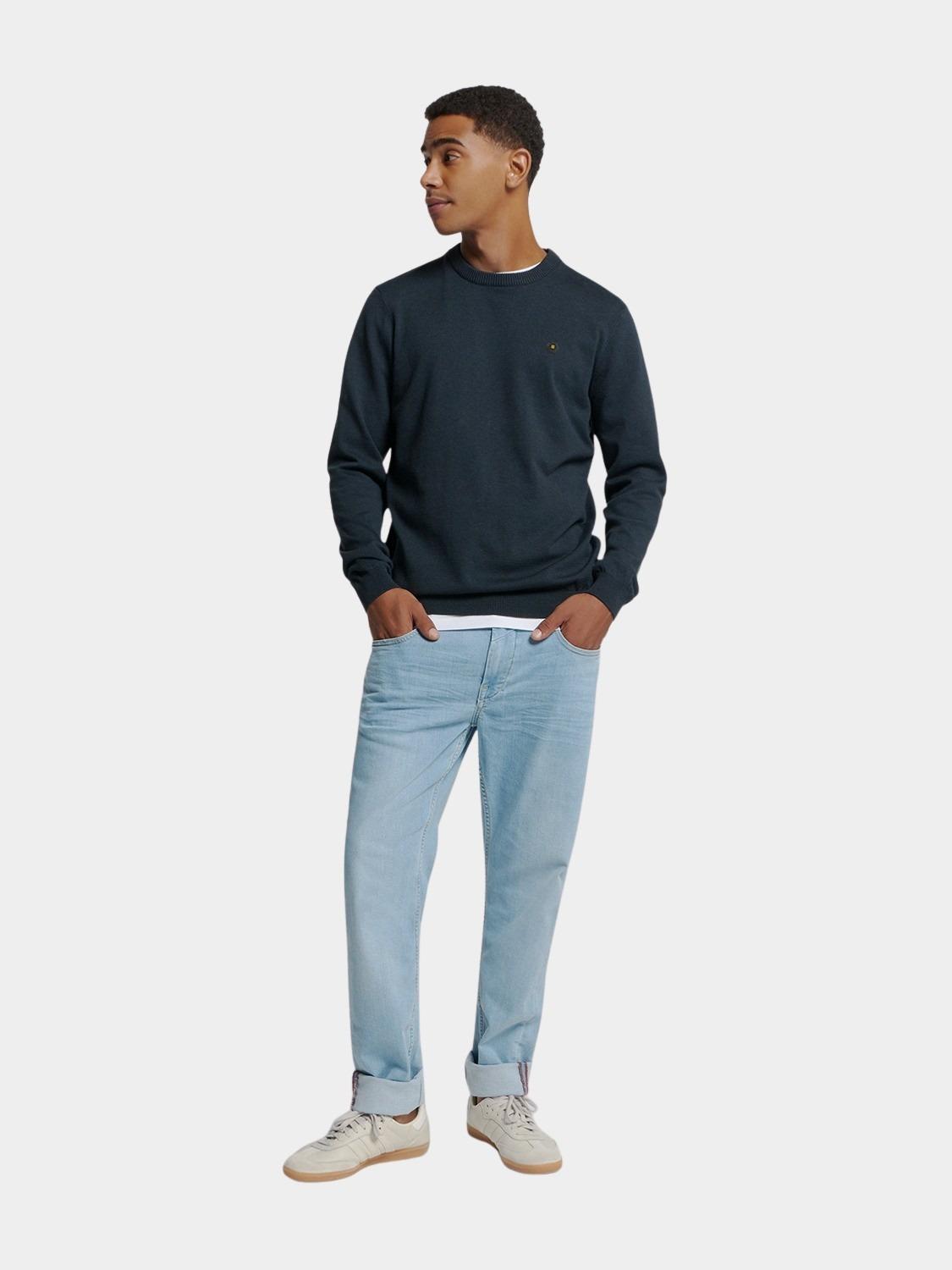 No Excess Pullover Blauw Pullover Crewneck 2 Coloured N2180/078