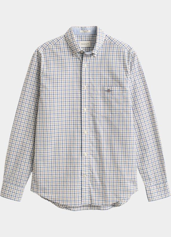 Gant Overhemd heren Bruin Klassiek geruit poplin overov 3260015/259