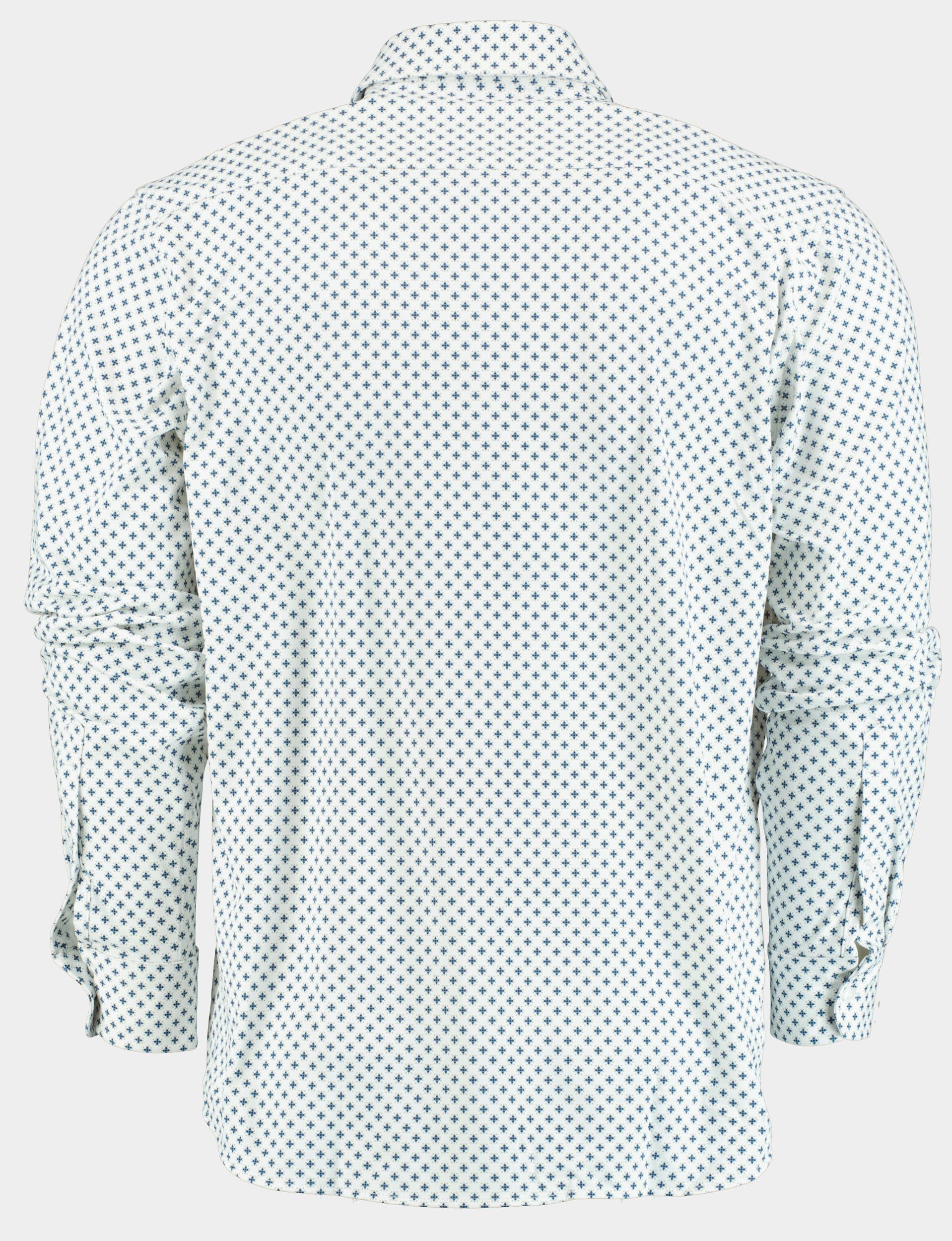 Bos Casual hemd lange mouw Multi Technische print 42540024B/TS478A White/Navy/Jeans/Sand