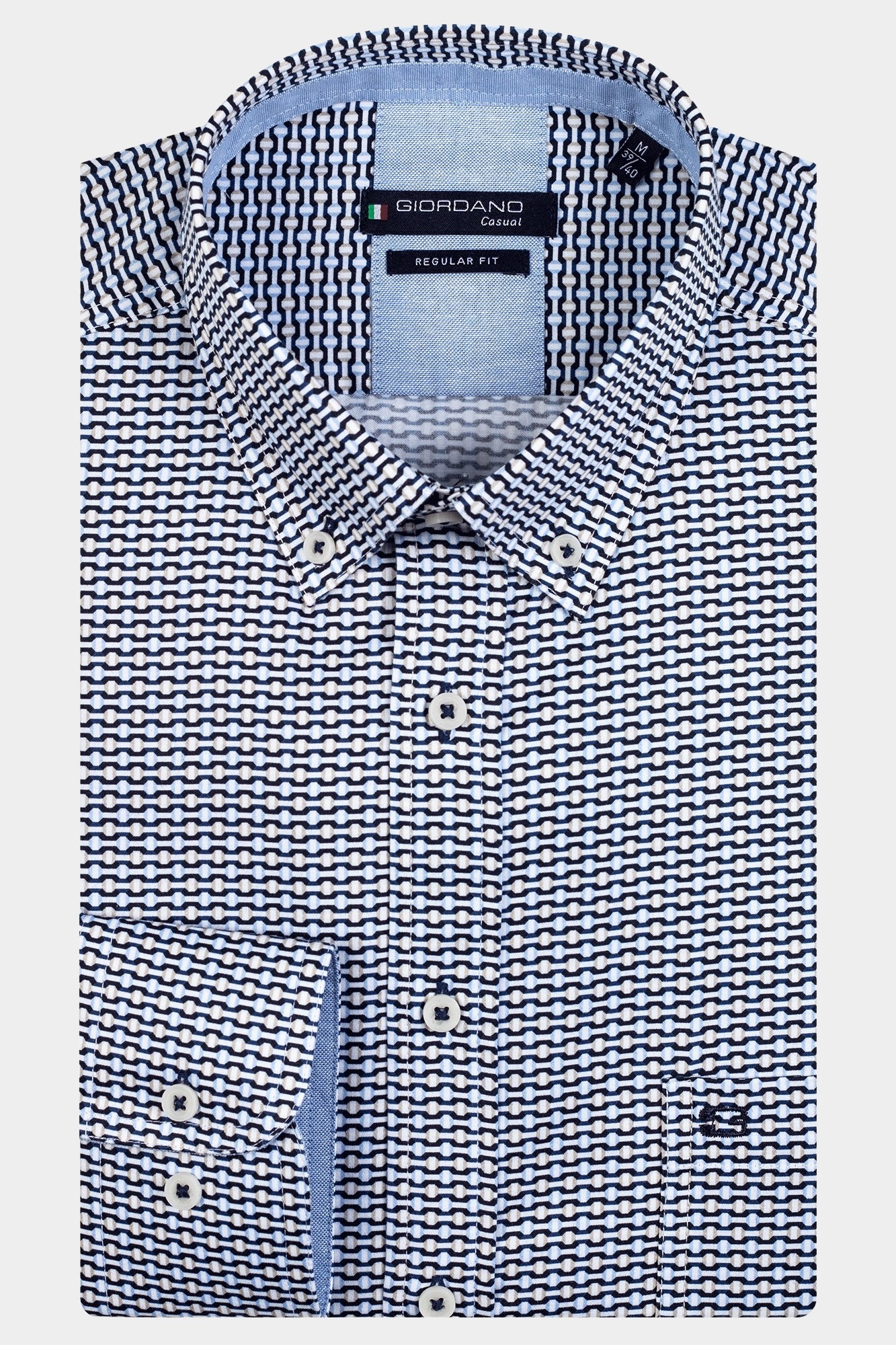 Giordano Casual hemd lange mouw Blauw Ivy 327024/61