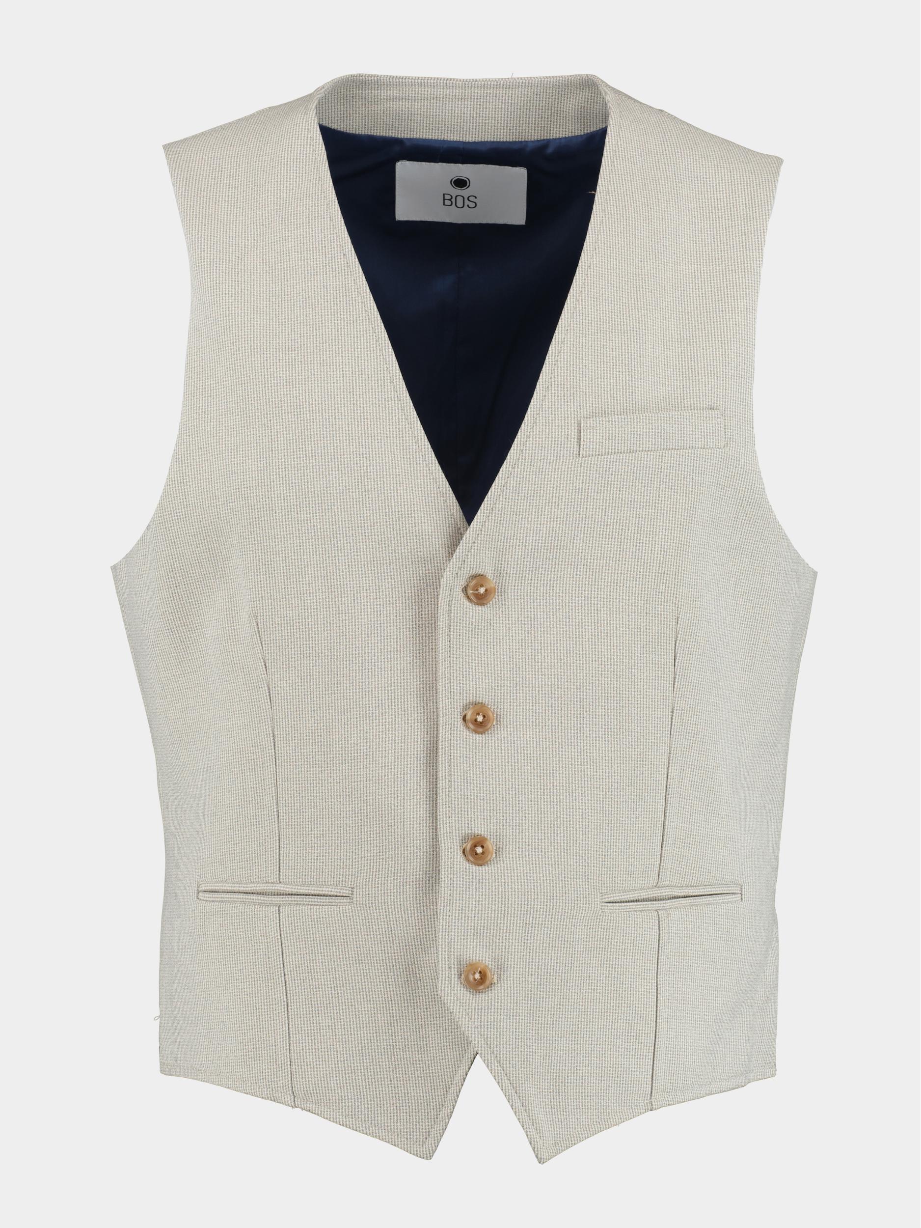 Bos Bright Blue Gilet Beige Kris Waistcoat 23111KR76BO/820 sand