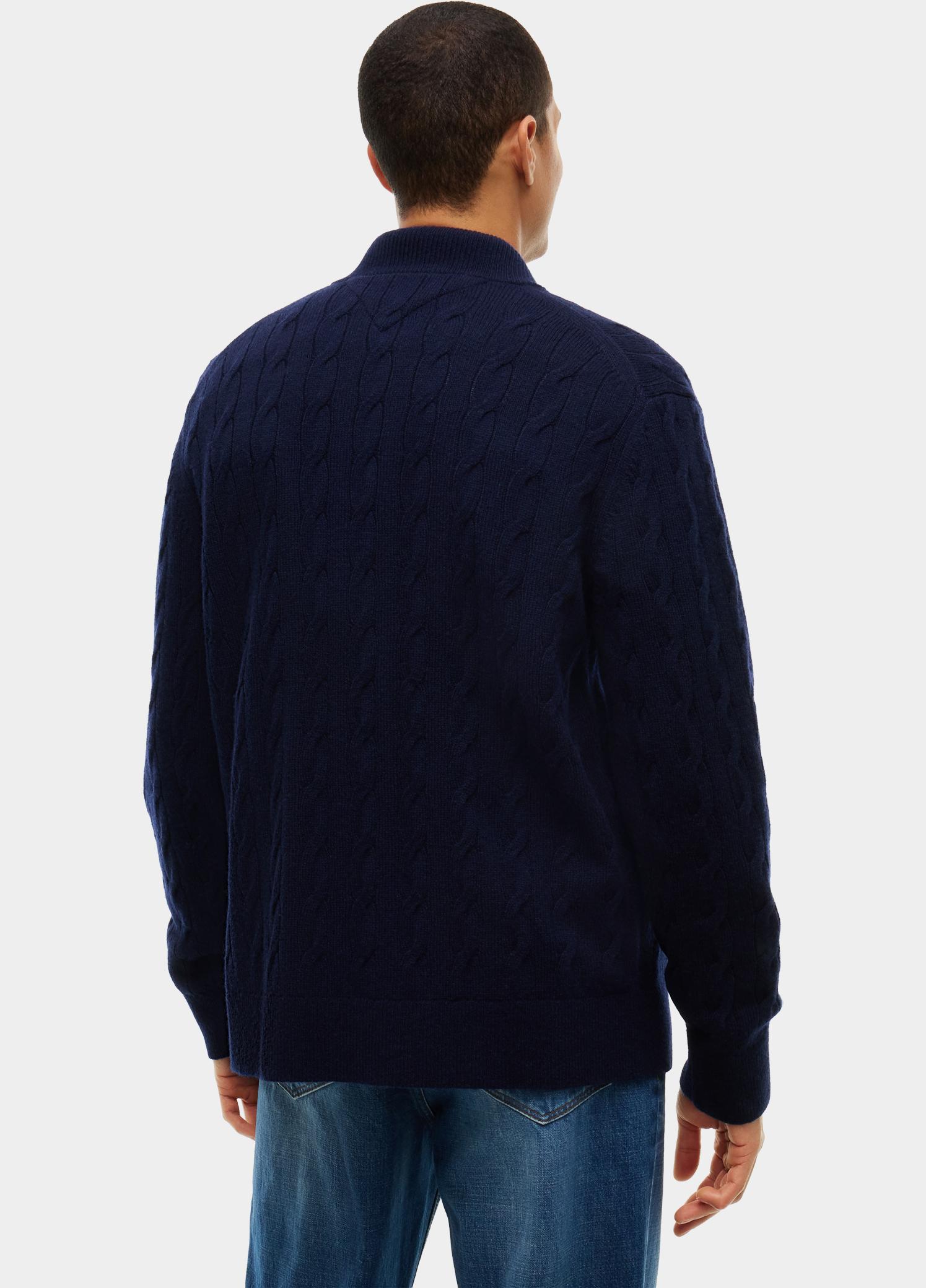 Tommy Hilfiger Vest heren Blauw LAMBSWOOL CABLE ZIP THROUGH MW0MW46353/DW5