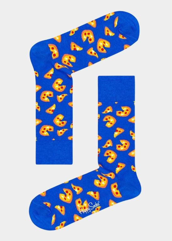 Happy Socks Sokken Blauw Pizza sokken PIZ01/6300