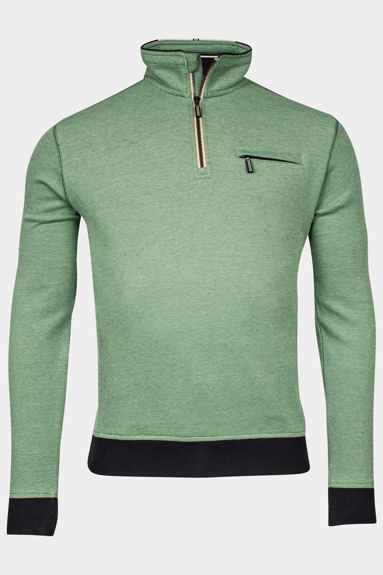 Baileys Sweater Groen Sweat Cardigan 1/2 zip 2-tone 413130/74